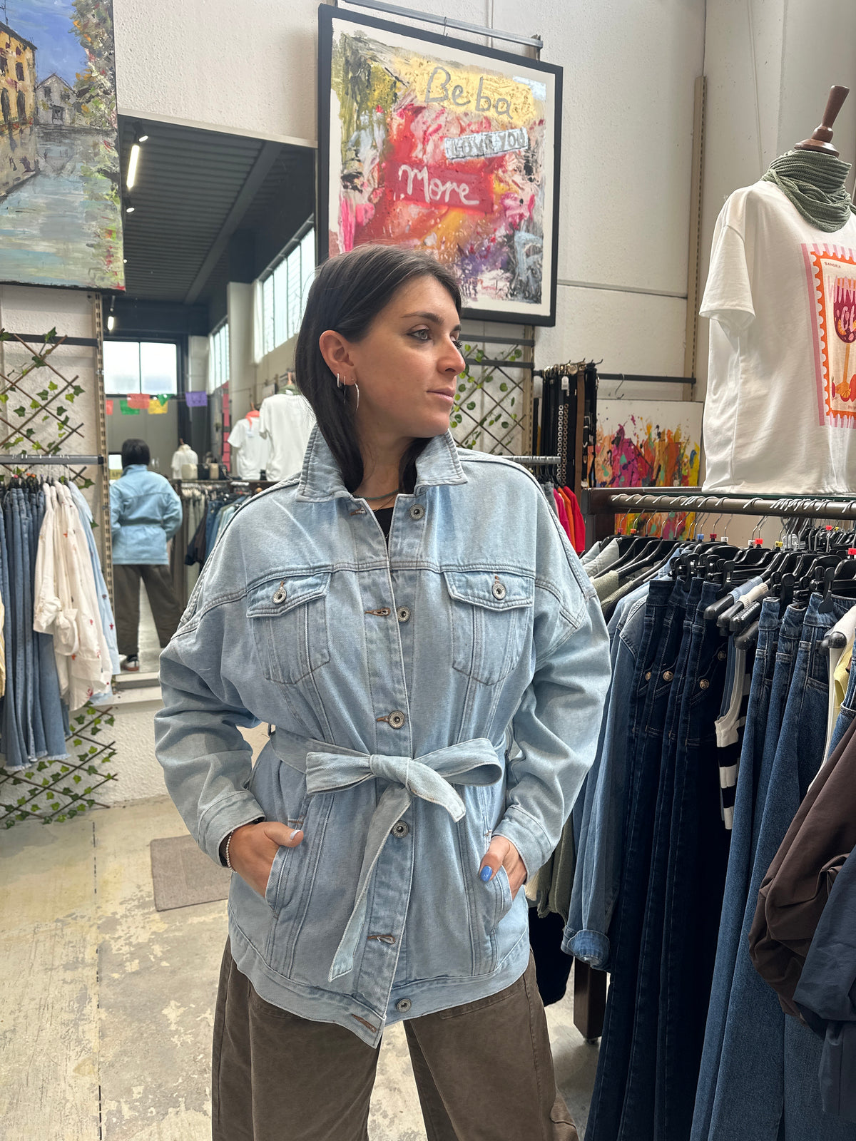 Giacca in denim con cintura