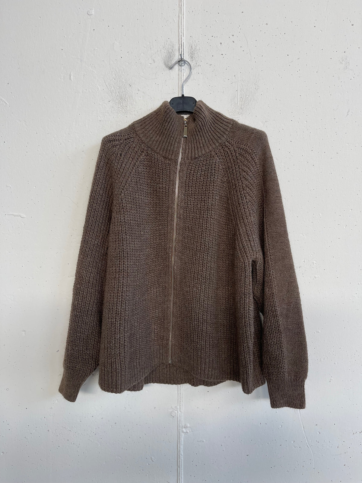 Cardigan con zip in misto lana