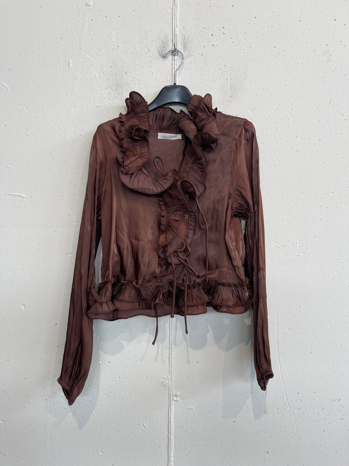 Camicia con voilant effetto traslucido
