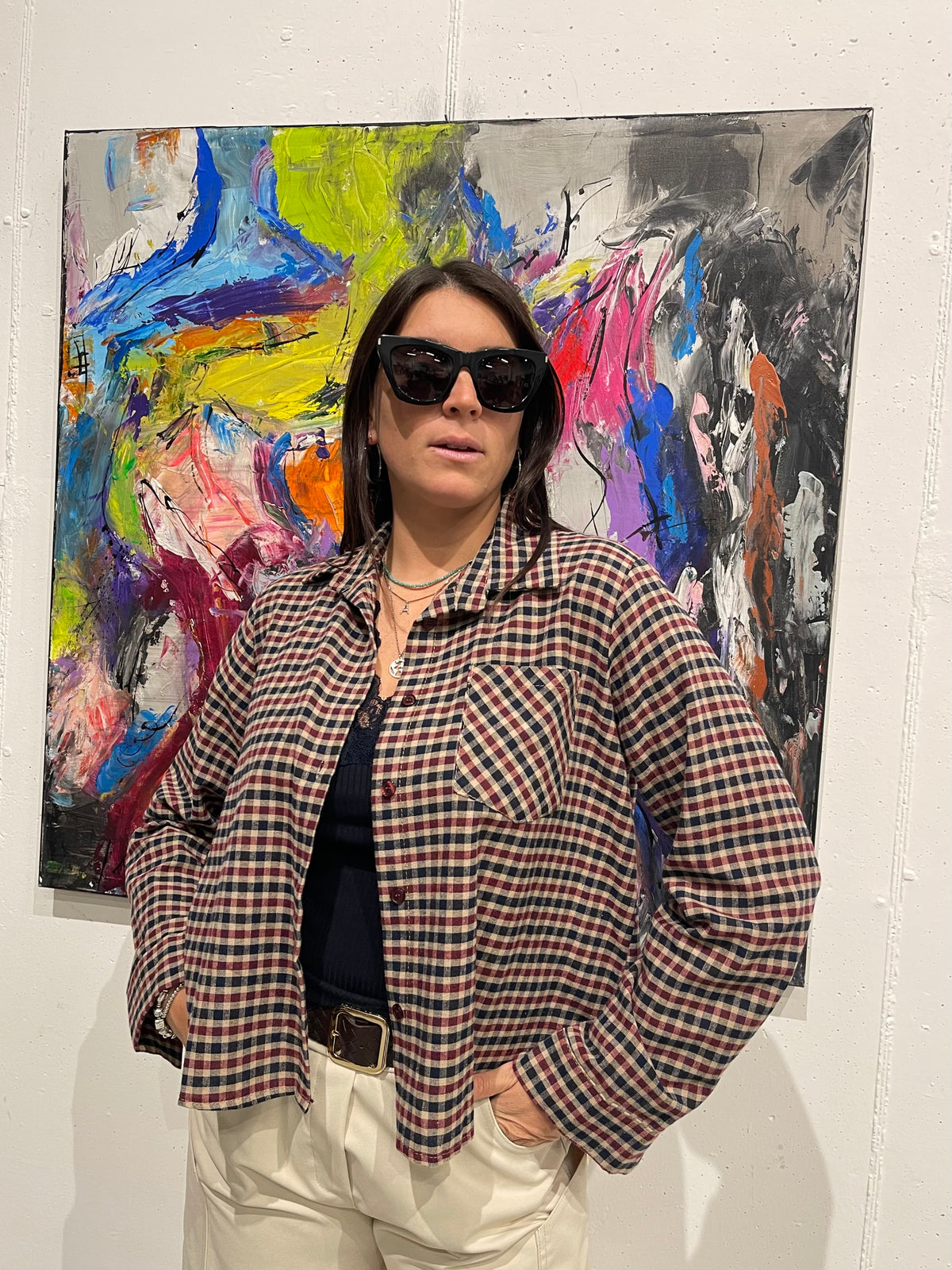 Camicia a quadretti taglio a scatola