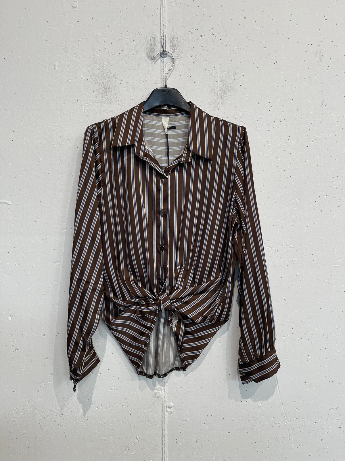 Camicia a righe in misto seta
