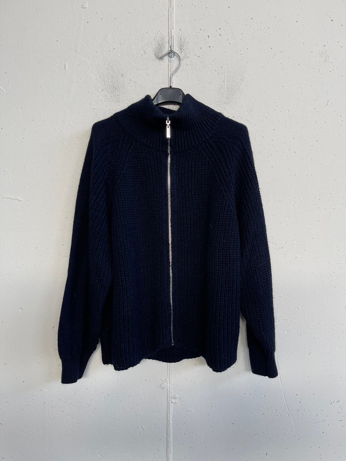Cardigan con zip in misto lana