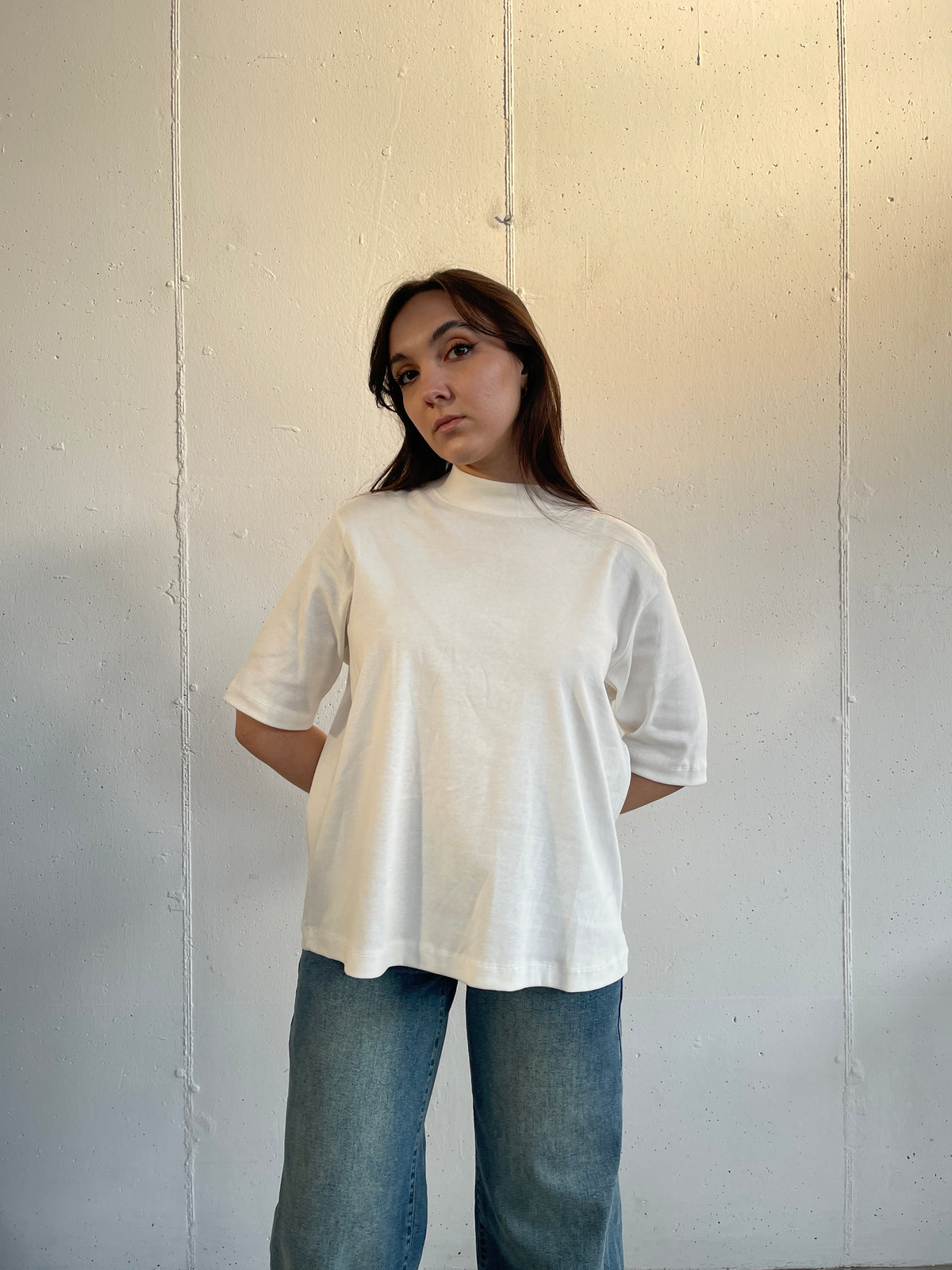 T-shirt collo coreana 100% cotone