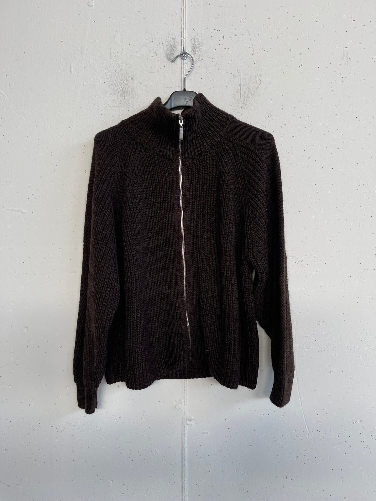 Cardigan con zip in misto lana