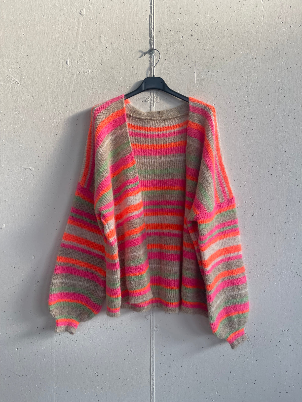 Cardigan a righe in misto lana