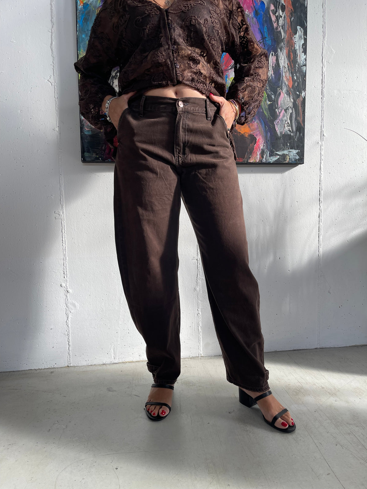 Pantalone balloon marrone