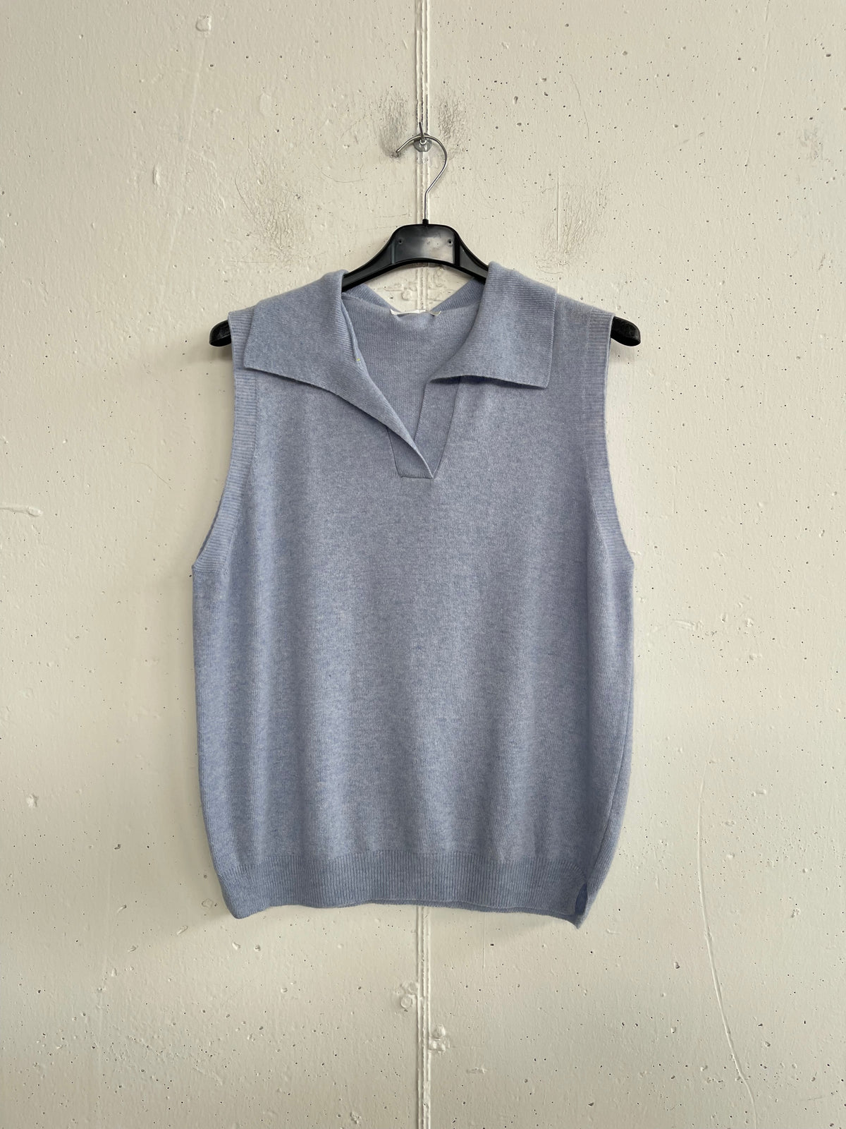 Gilet con colletto misto cashmere e lana