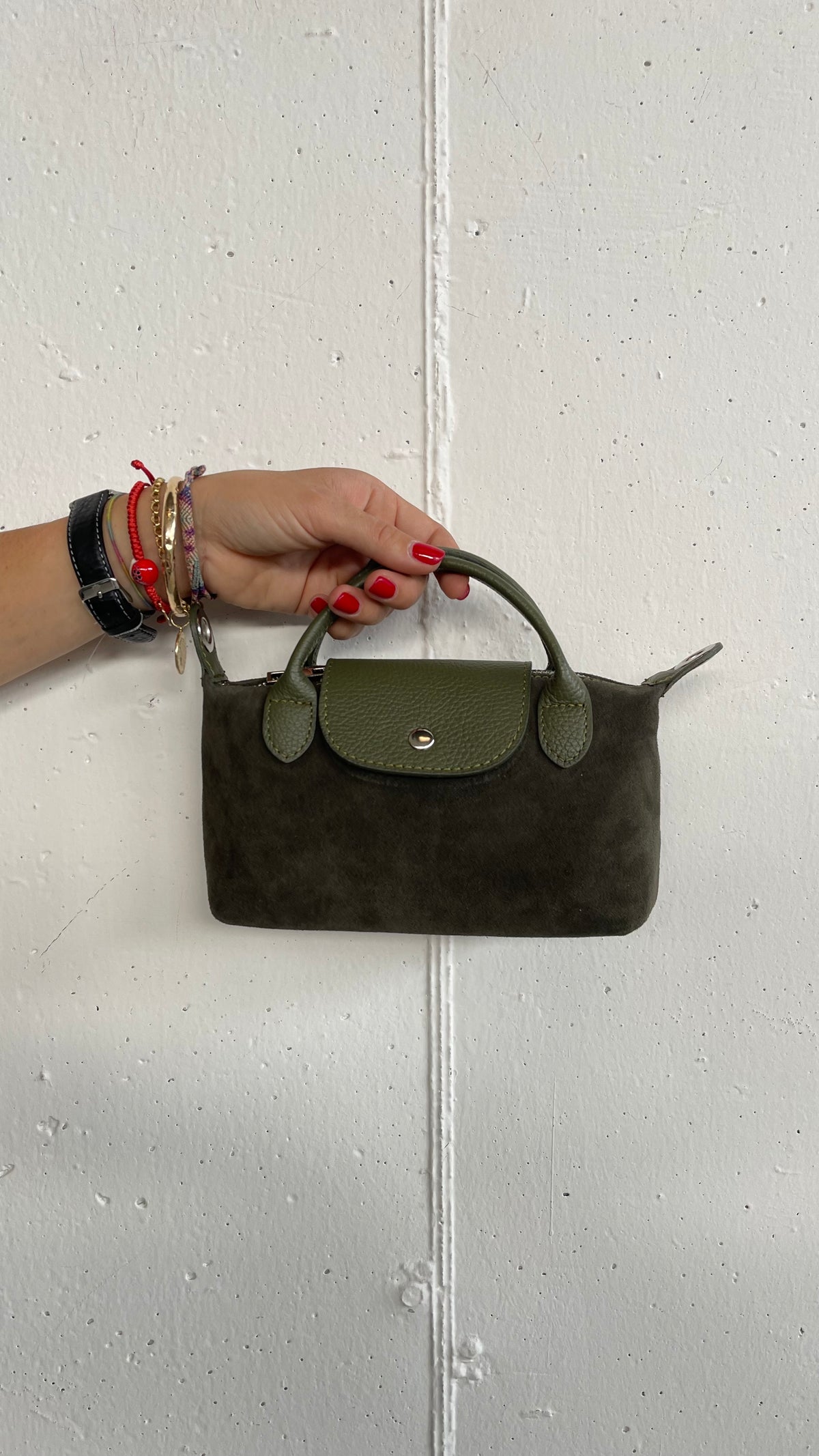 Borsa tracolla mini in pelle e camoscio