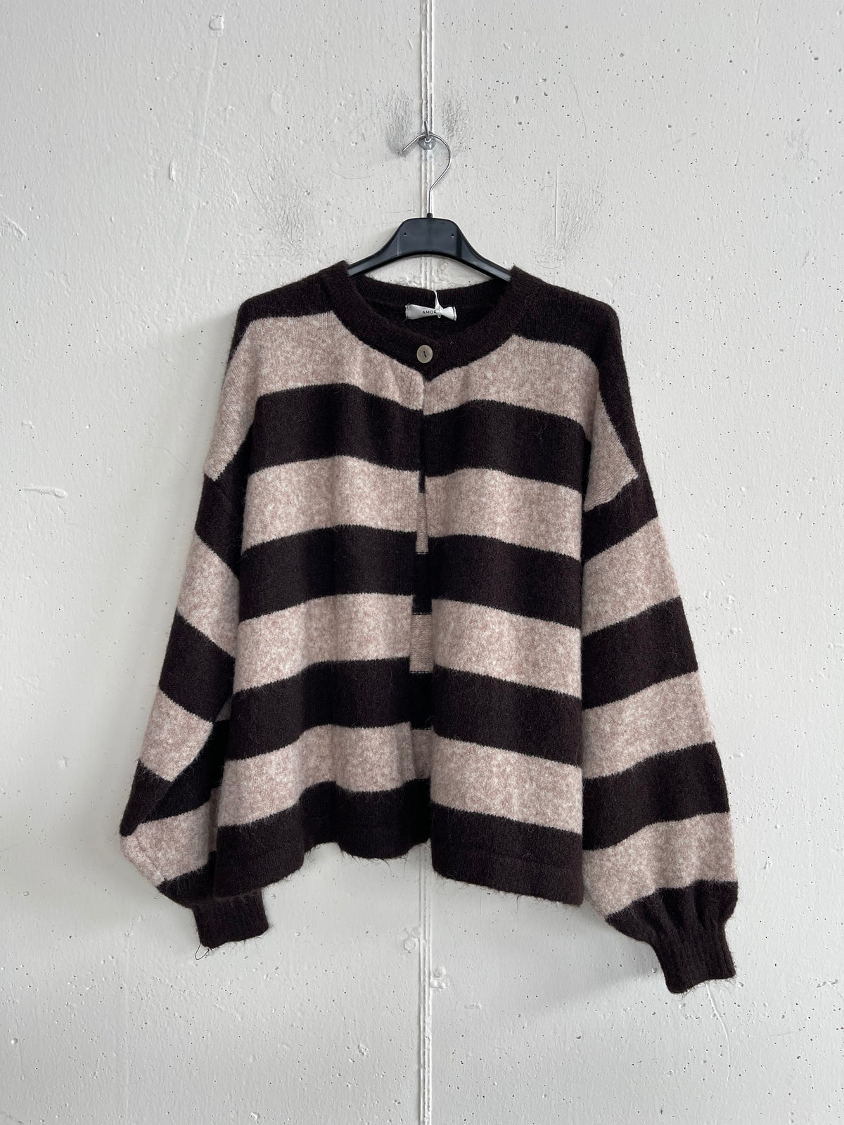 Cardigan mono bottone a righe