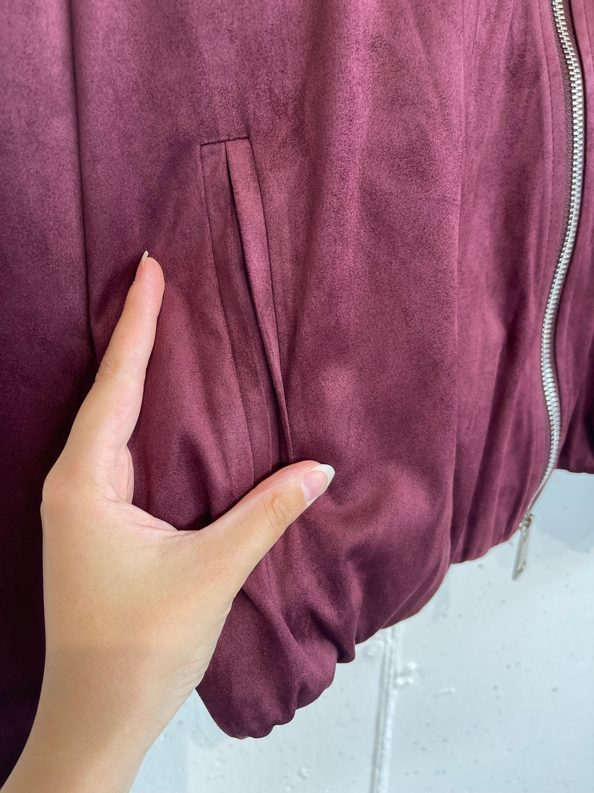 Bomber in alcantara con doppia zip