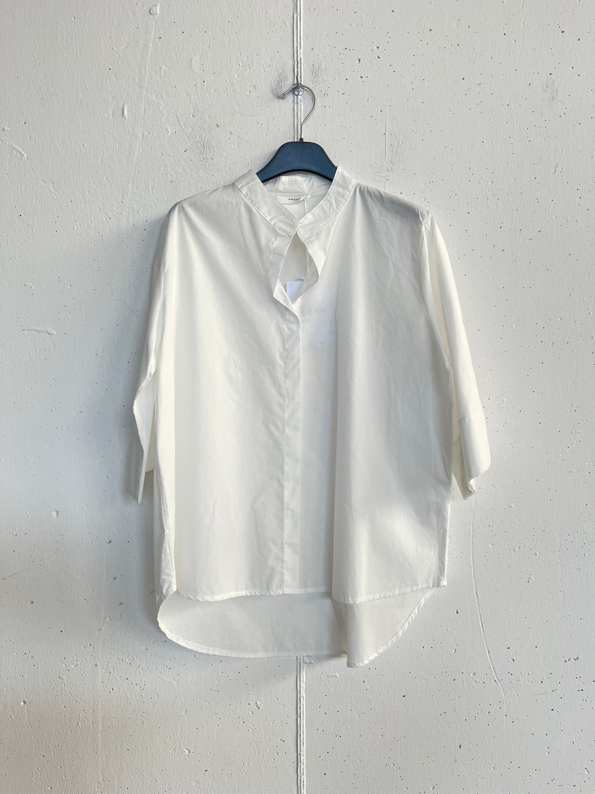 Camicia in cotone con collo alla coreana