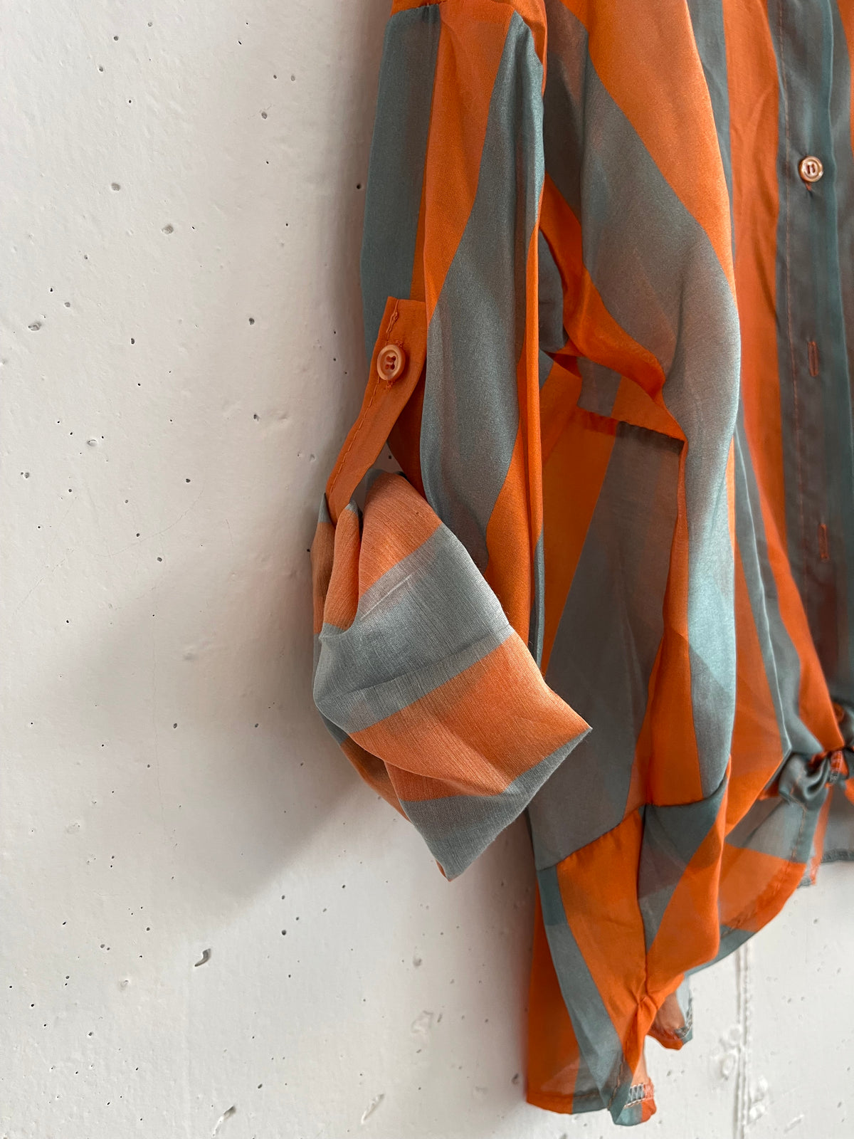 Camicia a Righe con Collo alla Coreana in Tencel - Taglia Unica