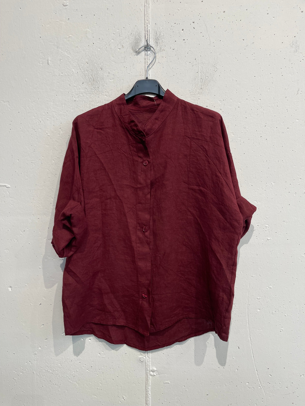Camicia collo alla coreana in puro lino