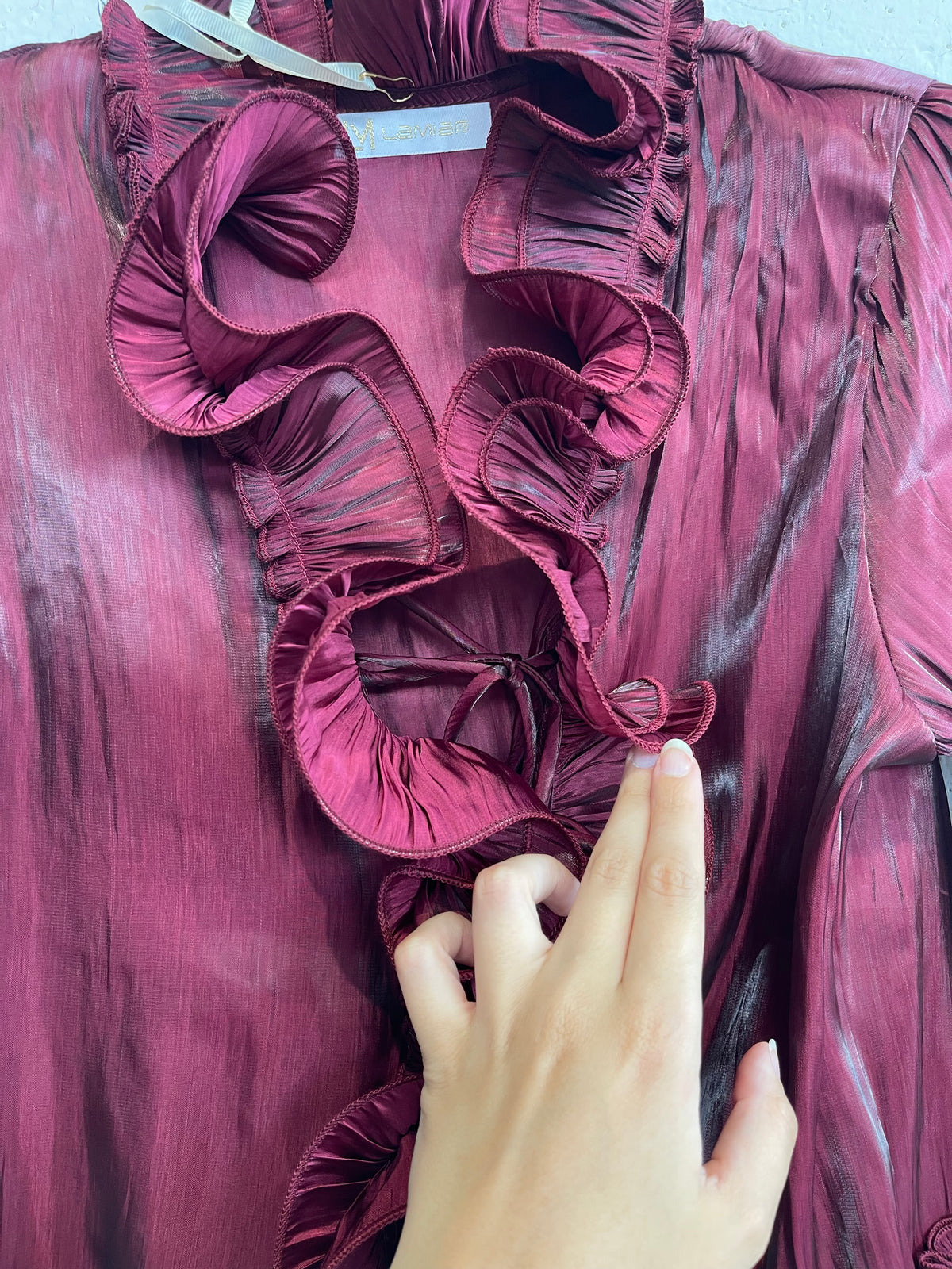 Camicia con voilant effetto traslucido