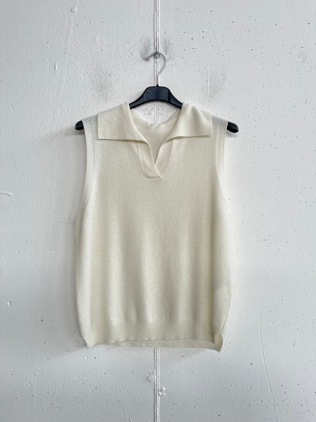 Gilet con colletto misto cashmere e lana