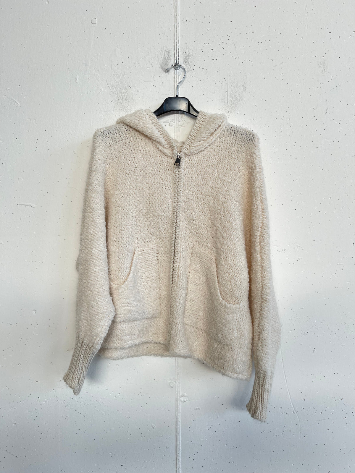 Felpa effetto orsetto in misto lana con zip