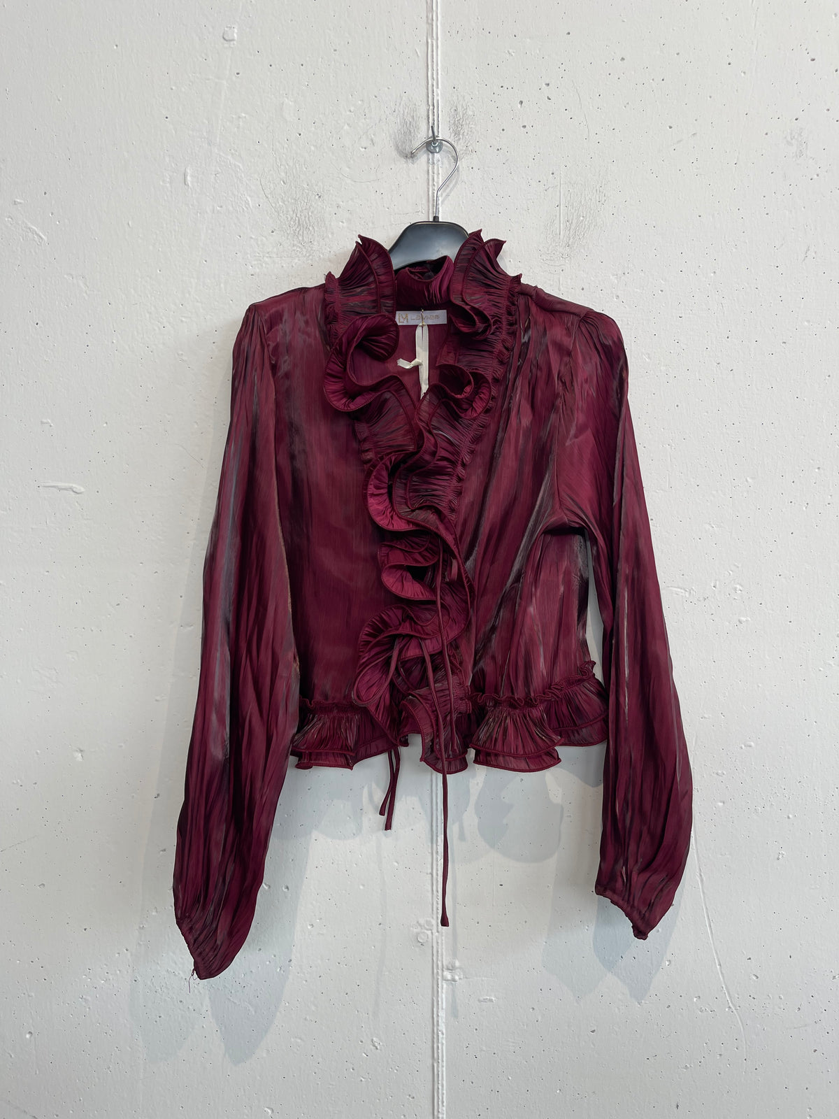 Camicia con voilant effetto traslucido