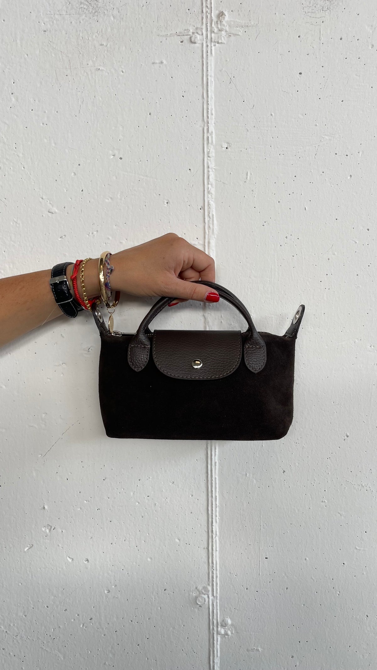 Borsa tracolla mini in pelle e camoscio