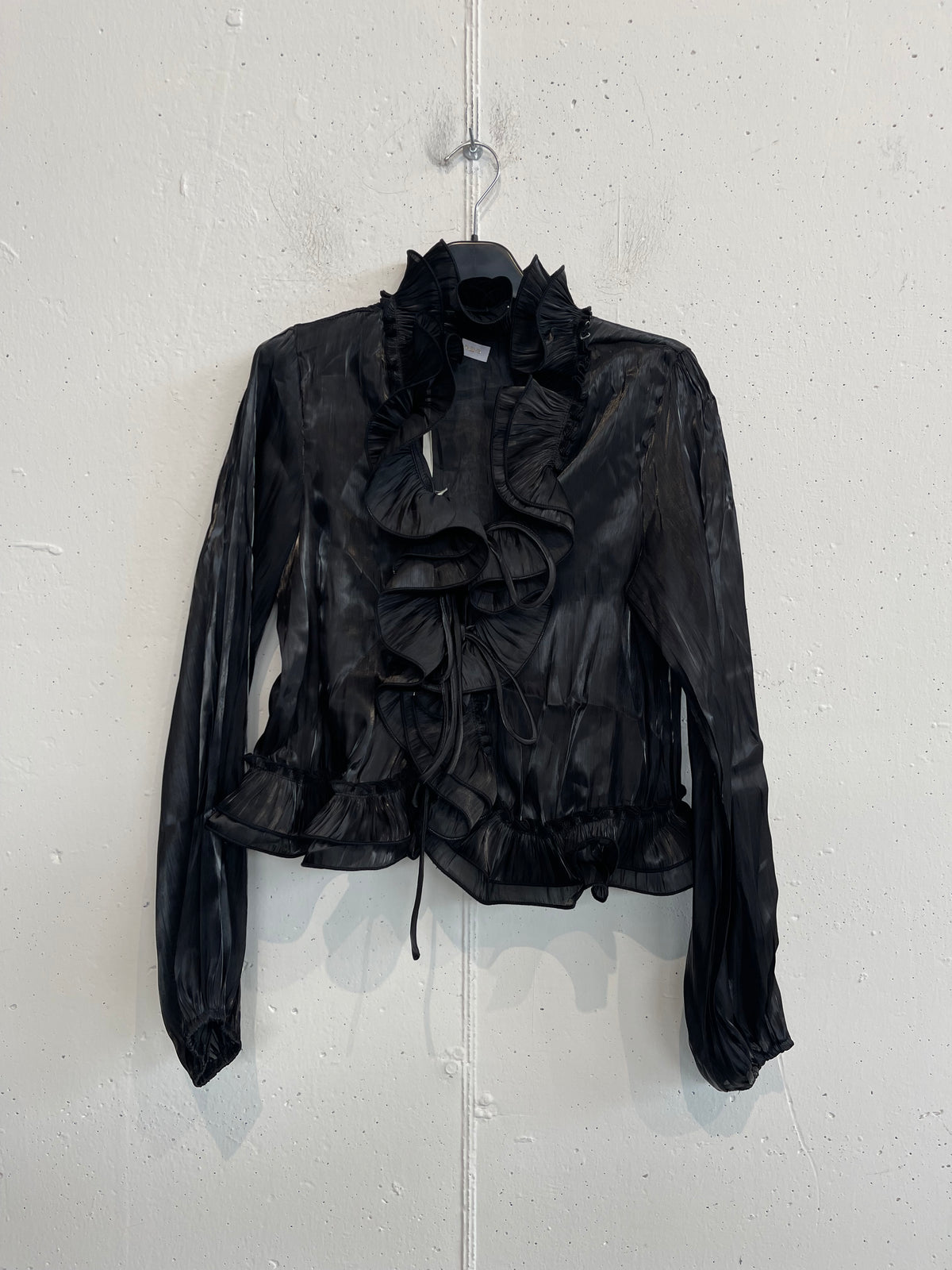 Camicia con voilant effetto traslucido