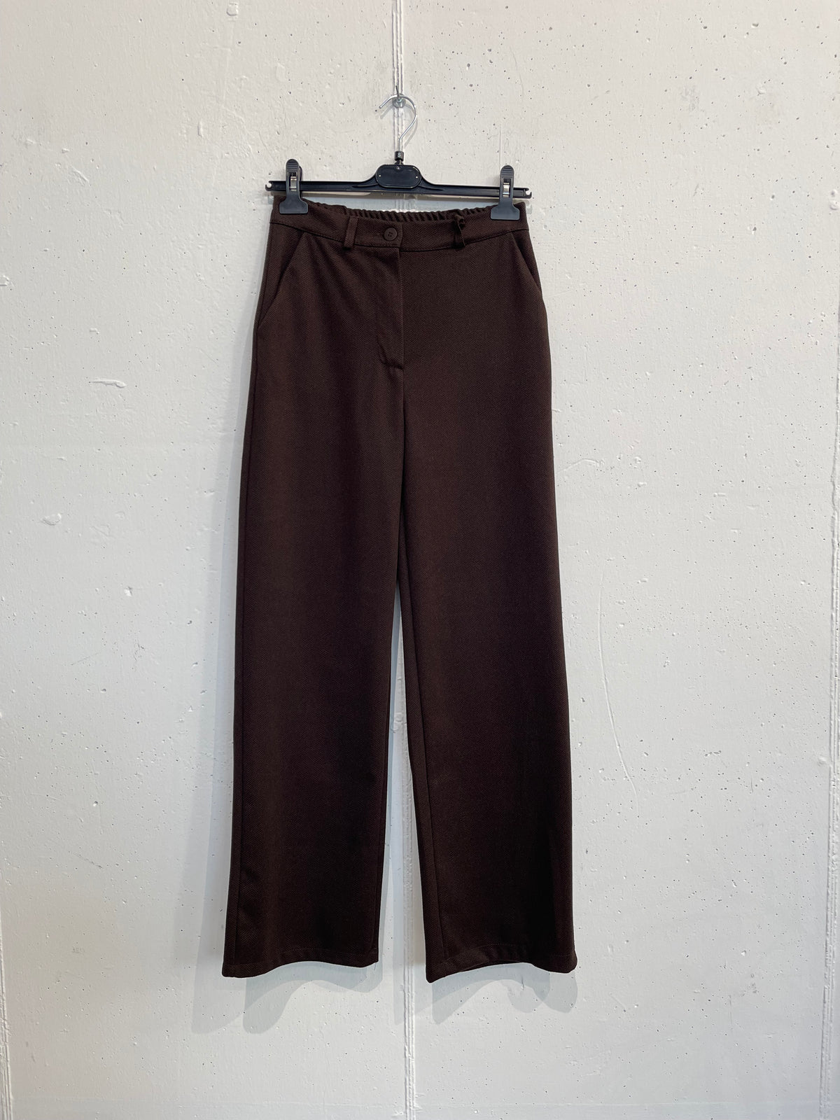 Pantalone palazzo in panno a spina di pesce