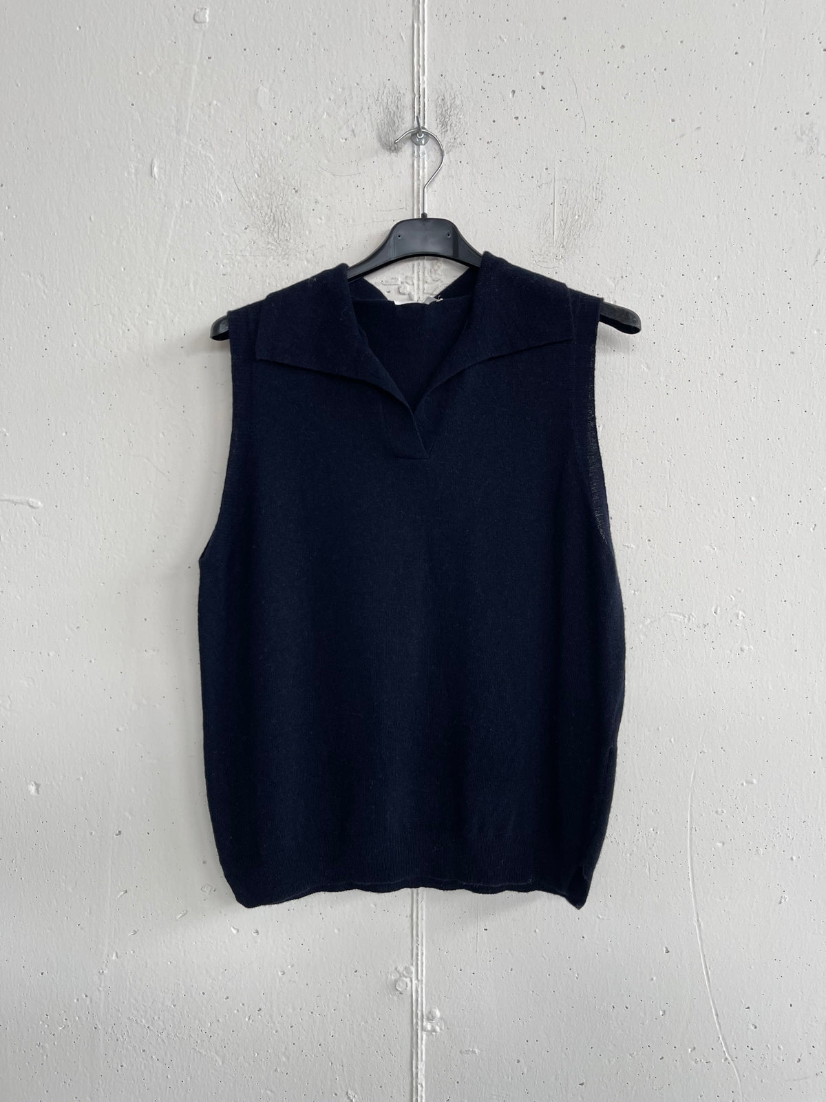 Gilet con colletto misto cashmere e lana
