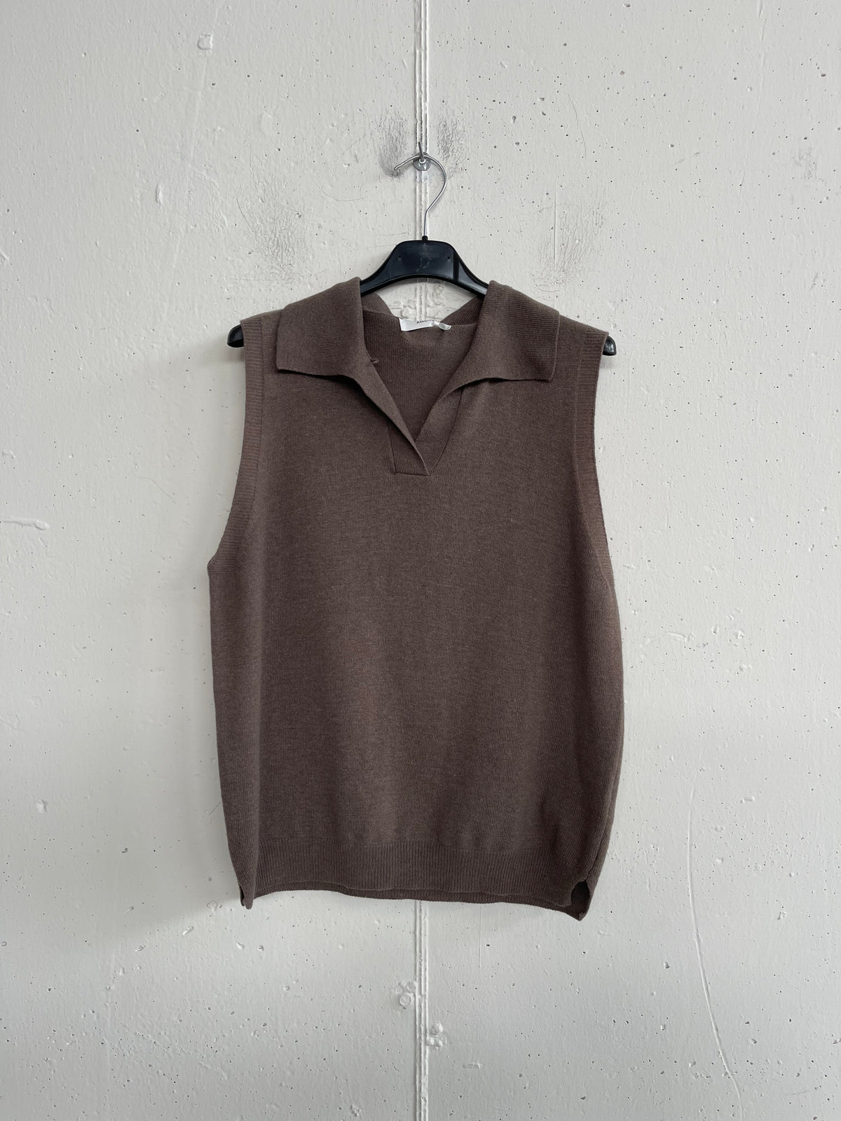 Gilet con colletto misto cashmere e lana