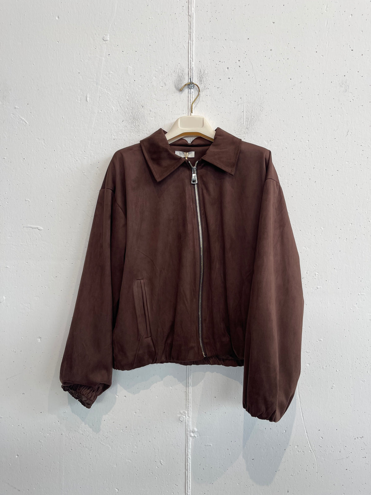 Bomber in alcantara con doppia zip