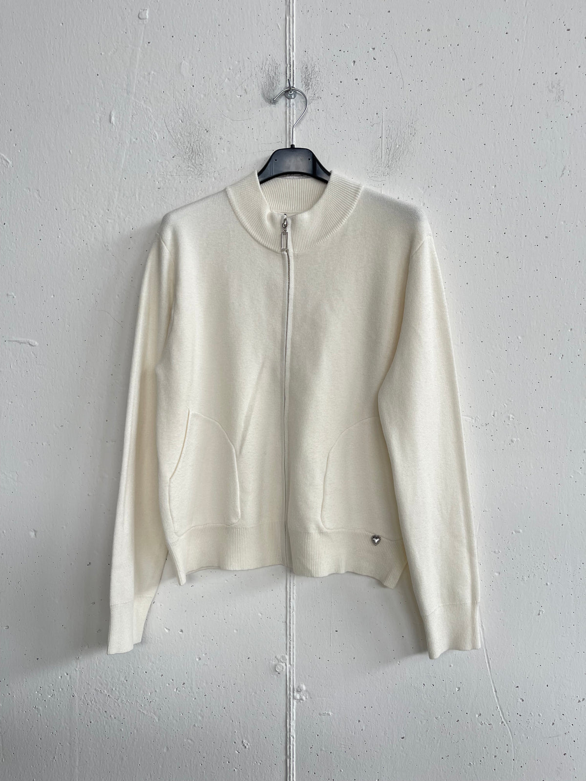 Felpa in maglia con zip e tasche