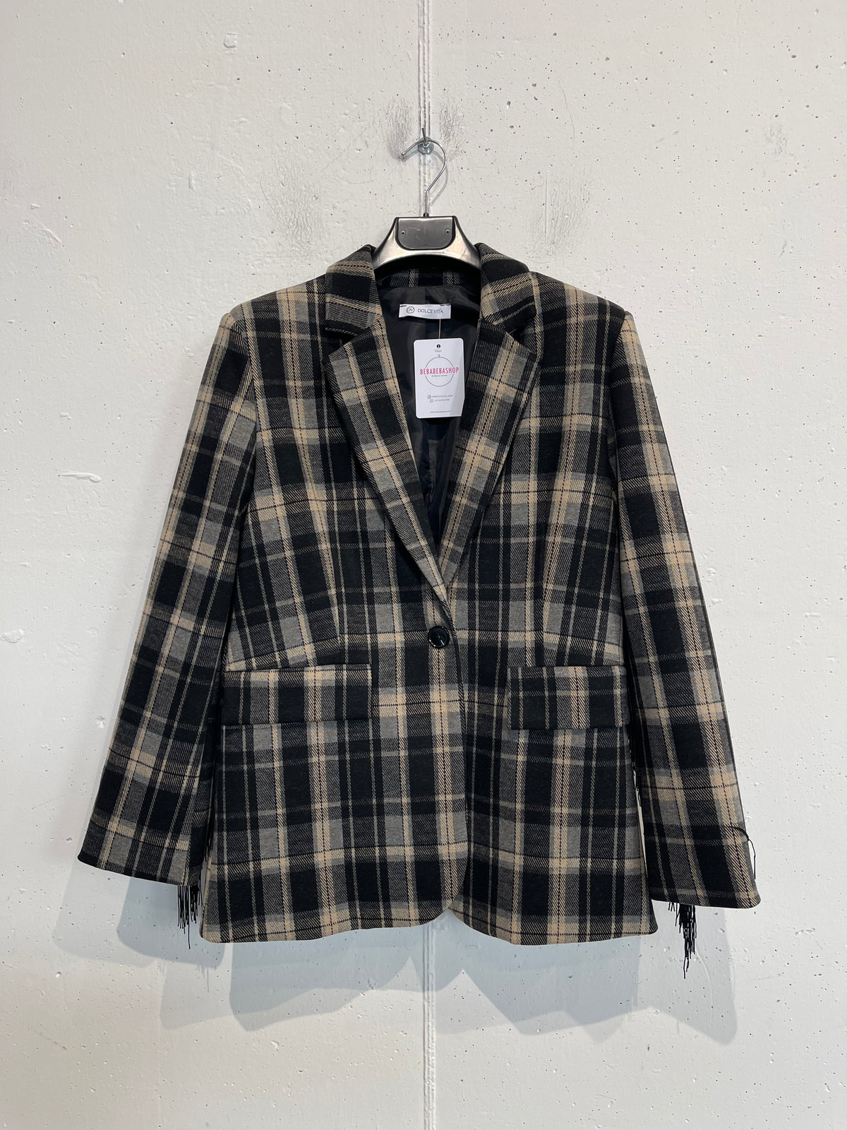 Blazer con frange solo sul retro