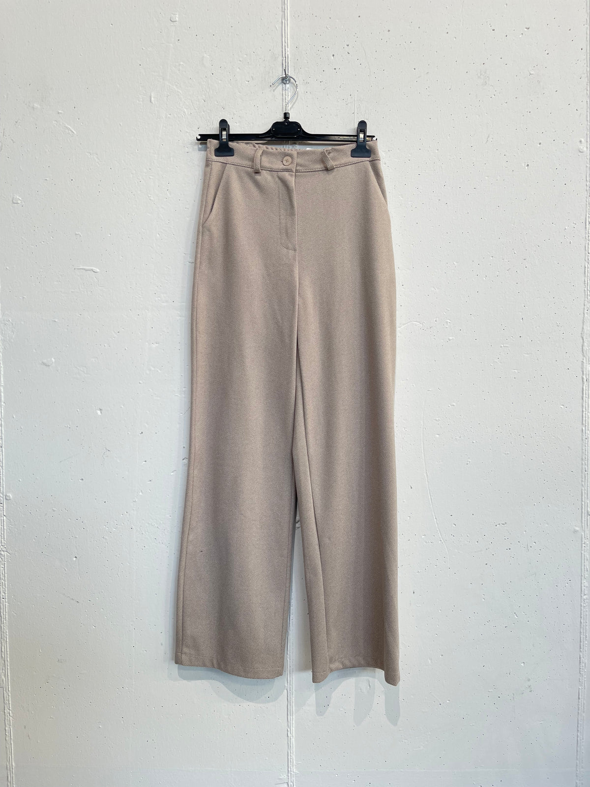 Pantalone palazzo in panno a spina di pesce