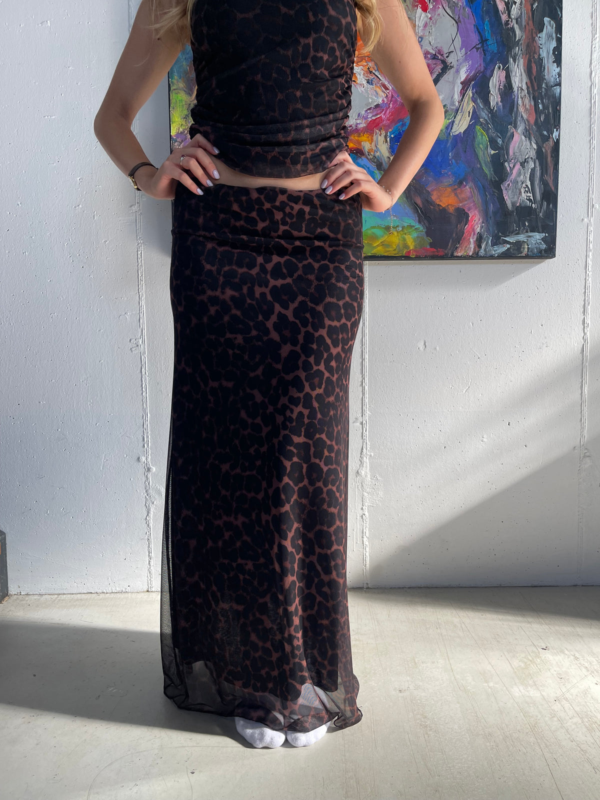Gonna leopardata in tulle