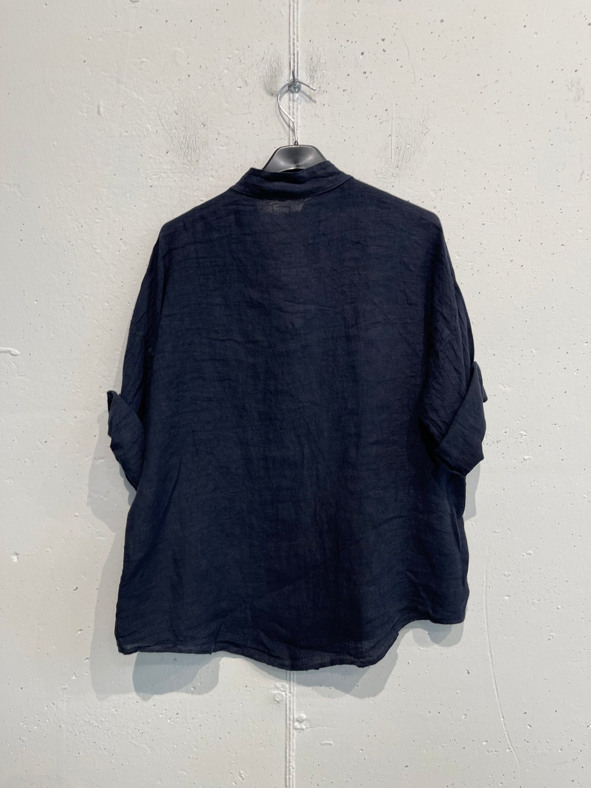 Camicia collo alla coreana in puro lino