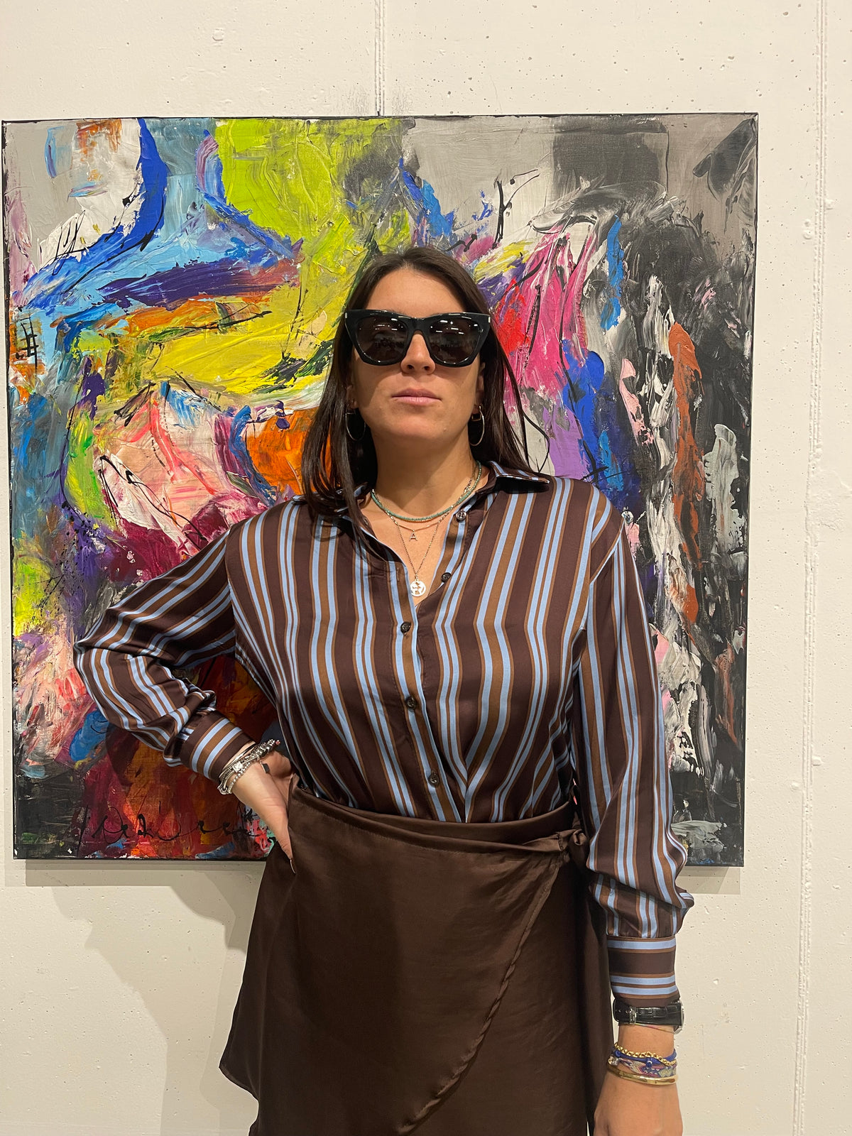 Camicia satinata a righe