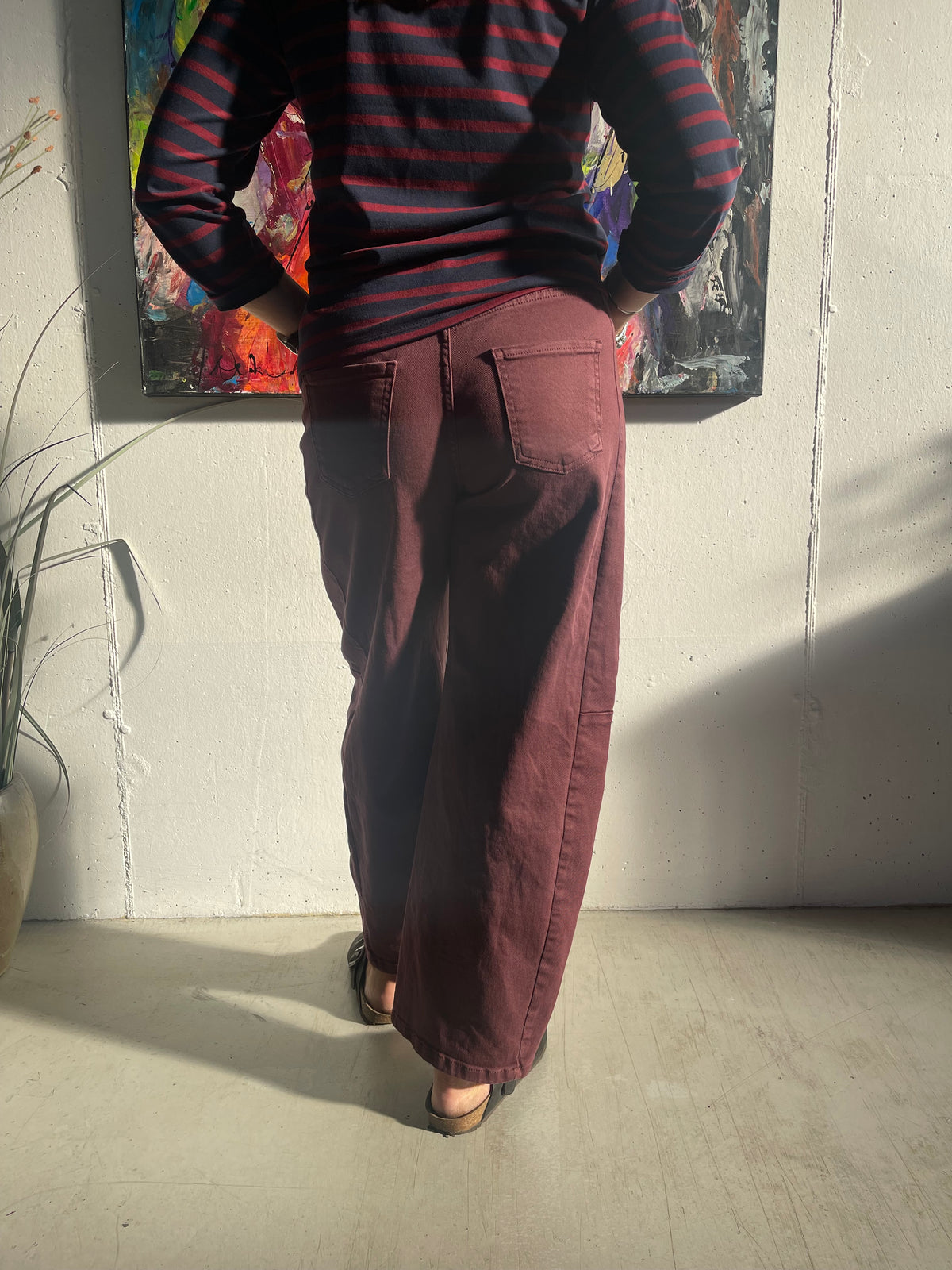 Pantalone balloon in tessuto effetto jeans