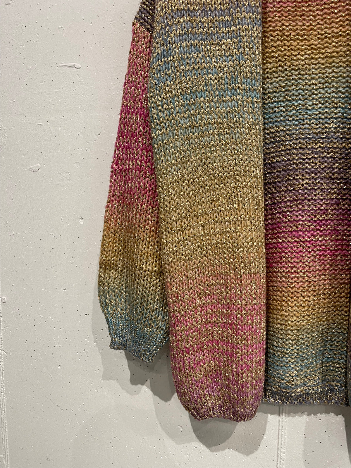 Cardigan misto lana con filo metallizzato