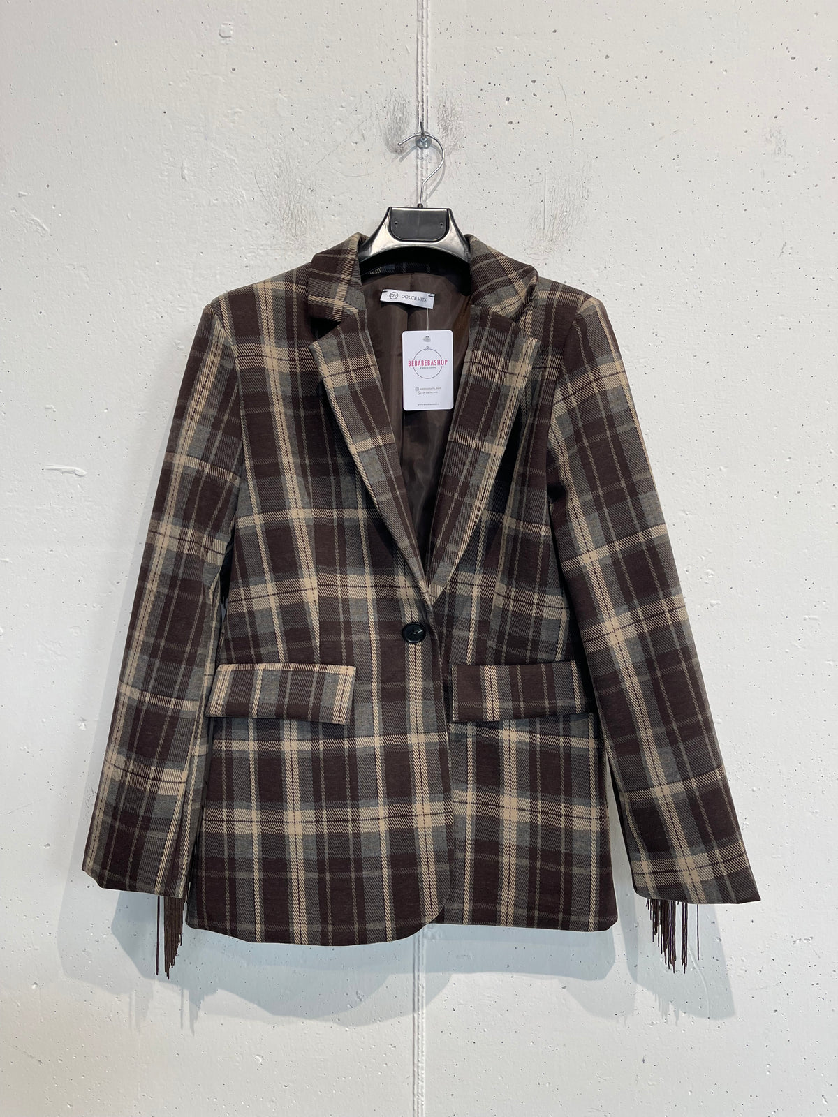 Blazer con frange solo sul retro