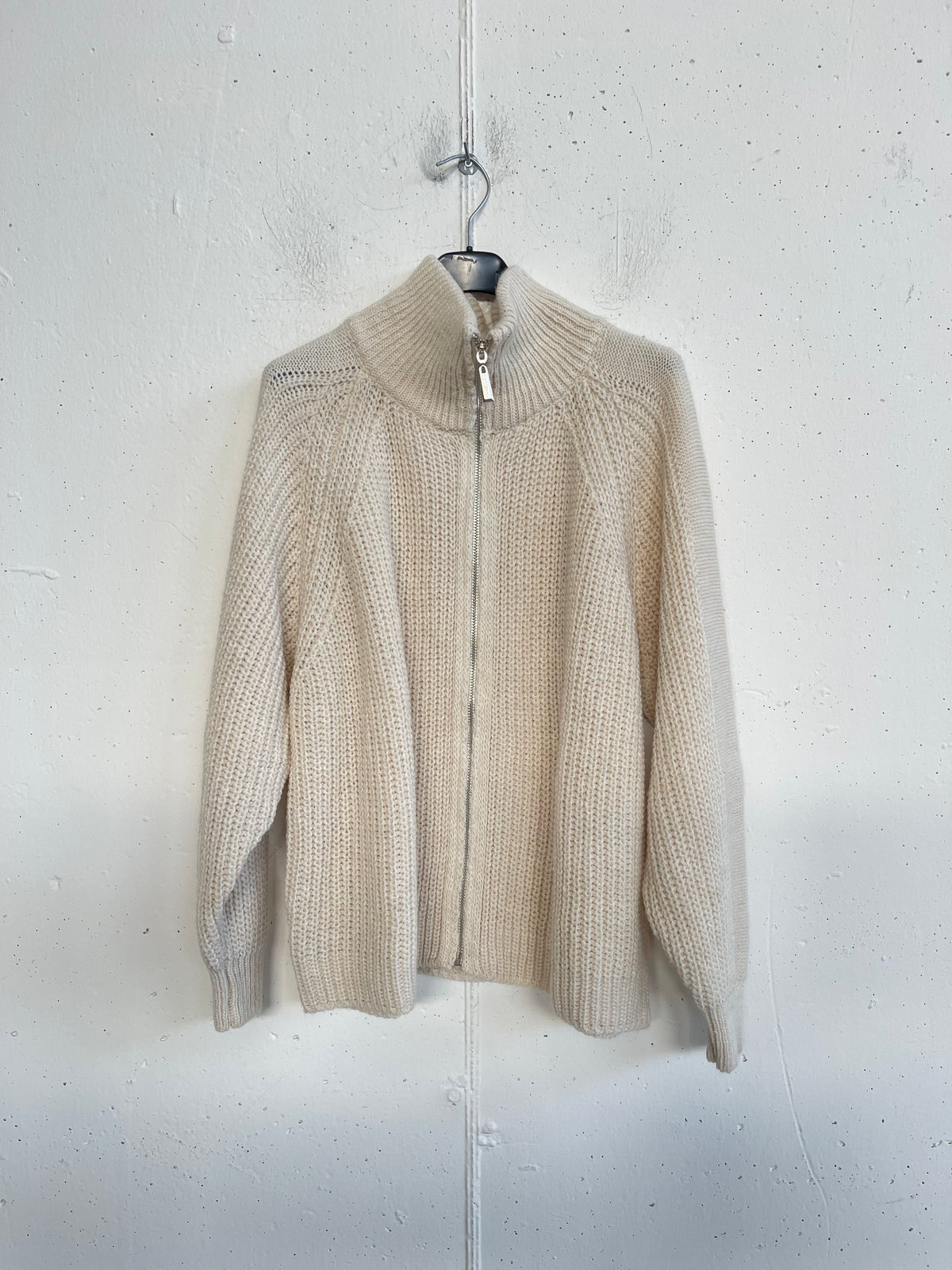 Cardigan con zip in misto lana