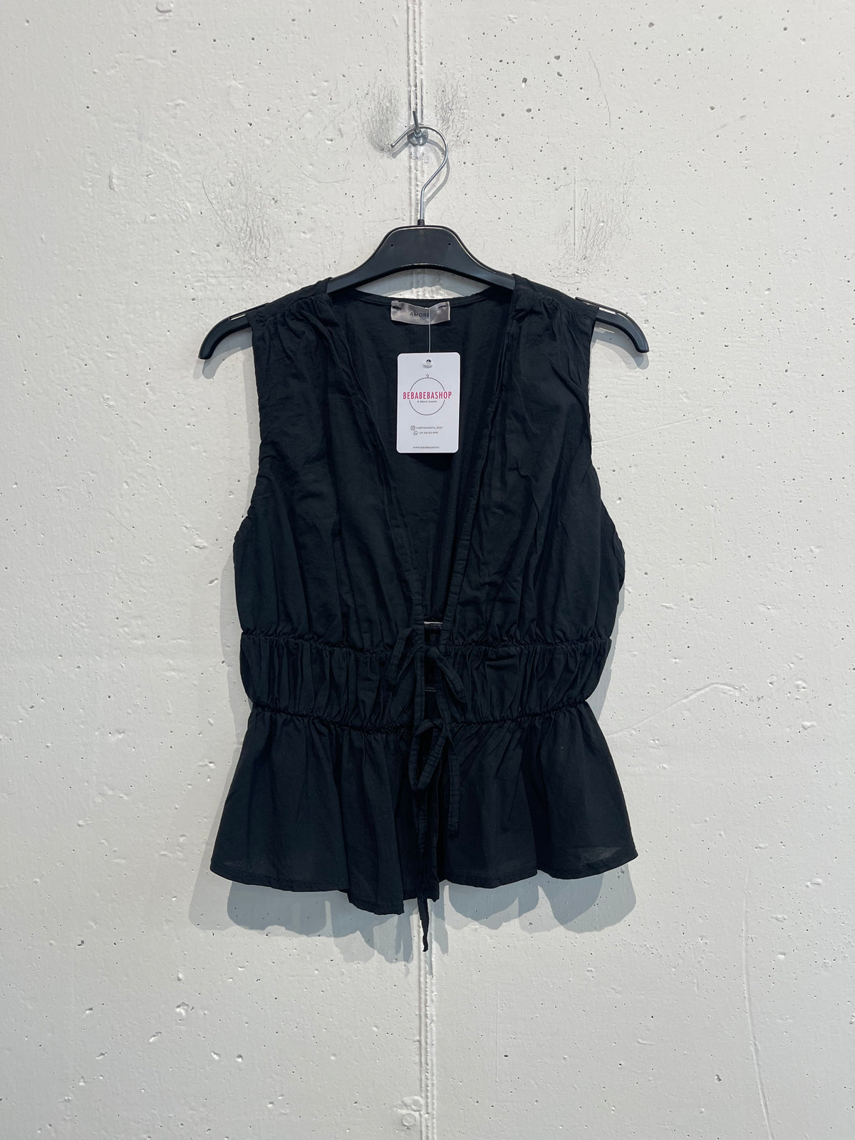 Top Smanicato Laura Elasticizzato con Laccetti - Taglia Unica 40-46
