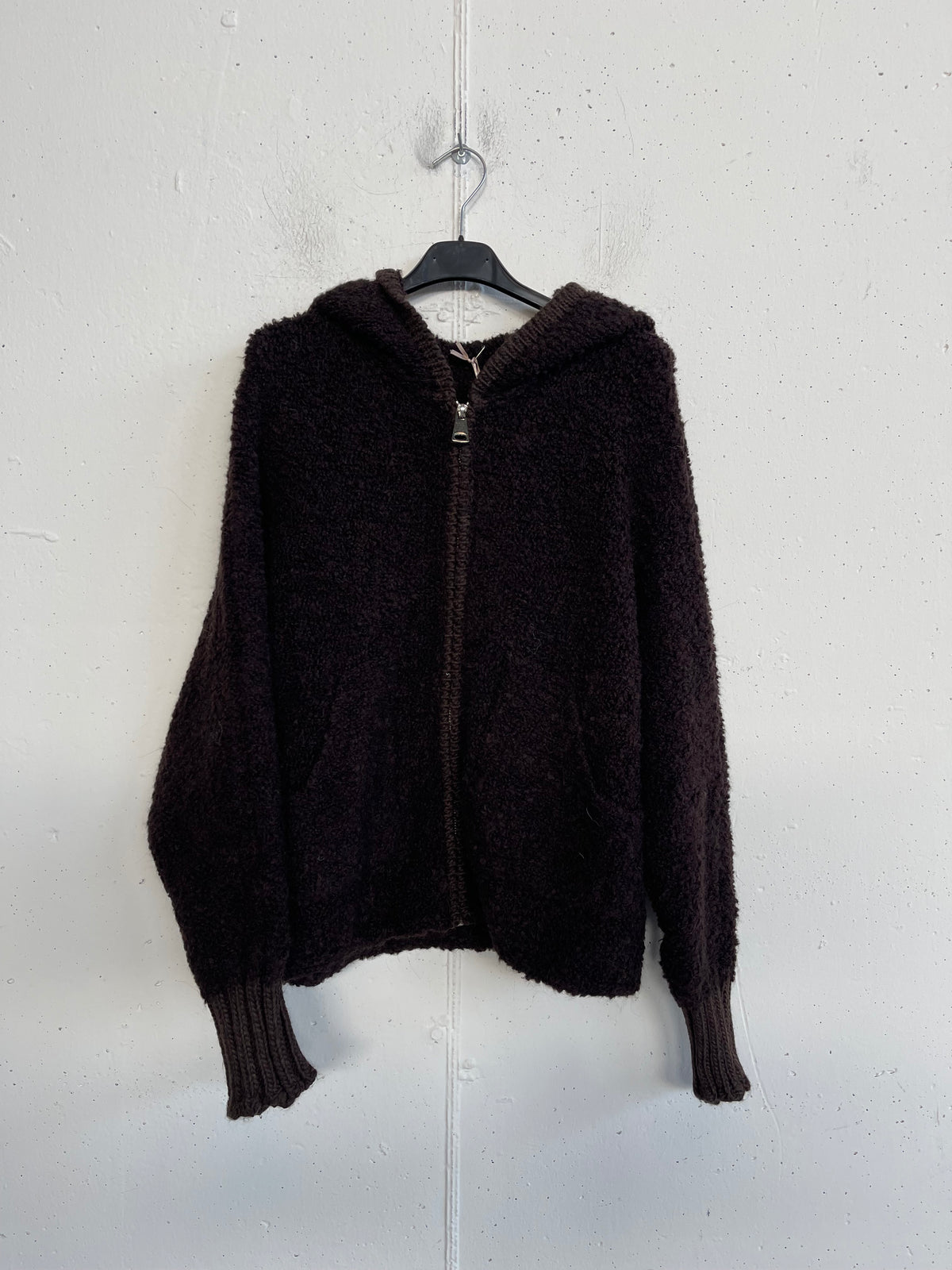 Felpa effetto orsetto in misto lana con zip