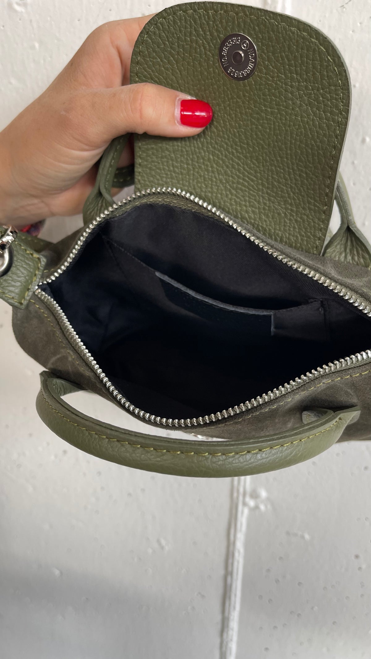 Borsa tracolla mini in pelle e camoscio