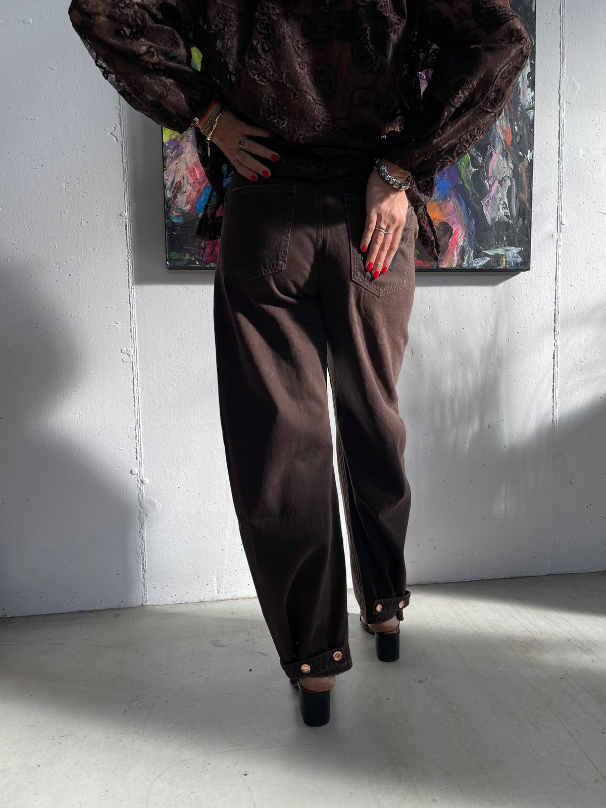 Pantalone balloon marrone