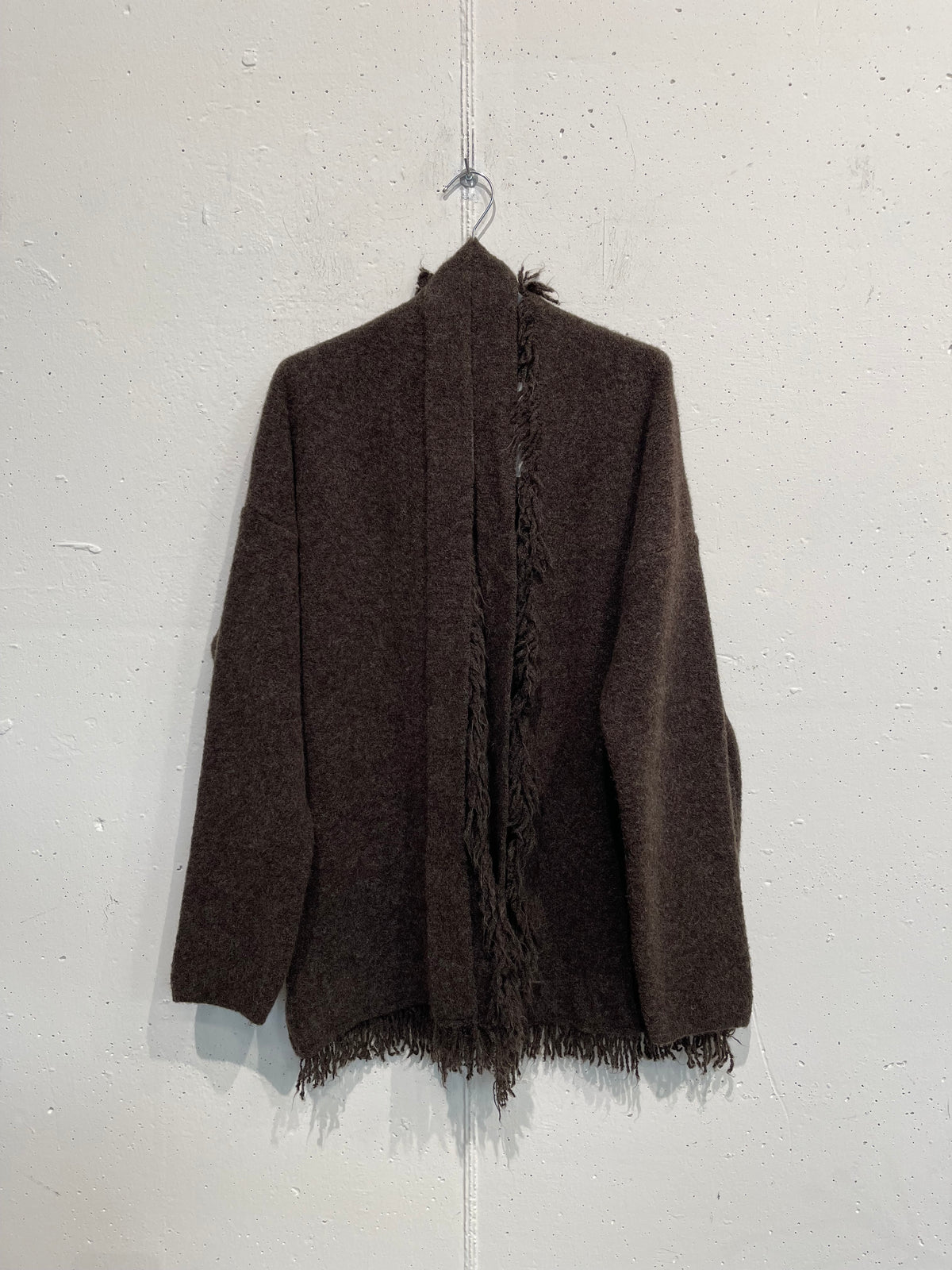 Cardigan con frange tinta unita
