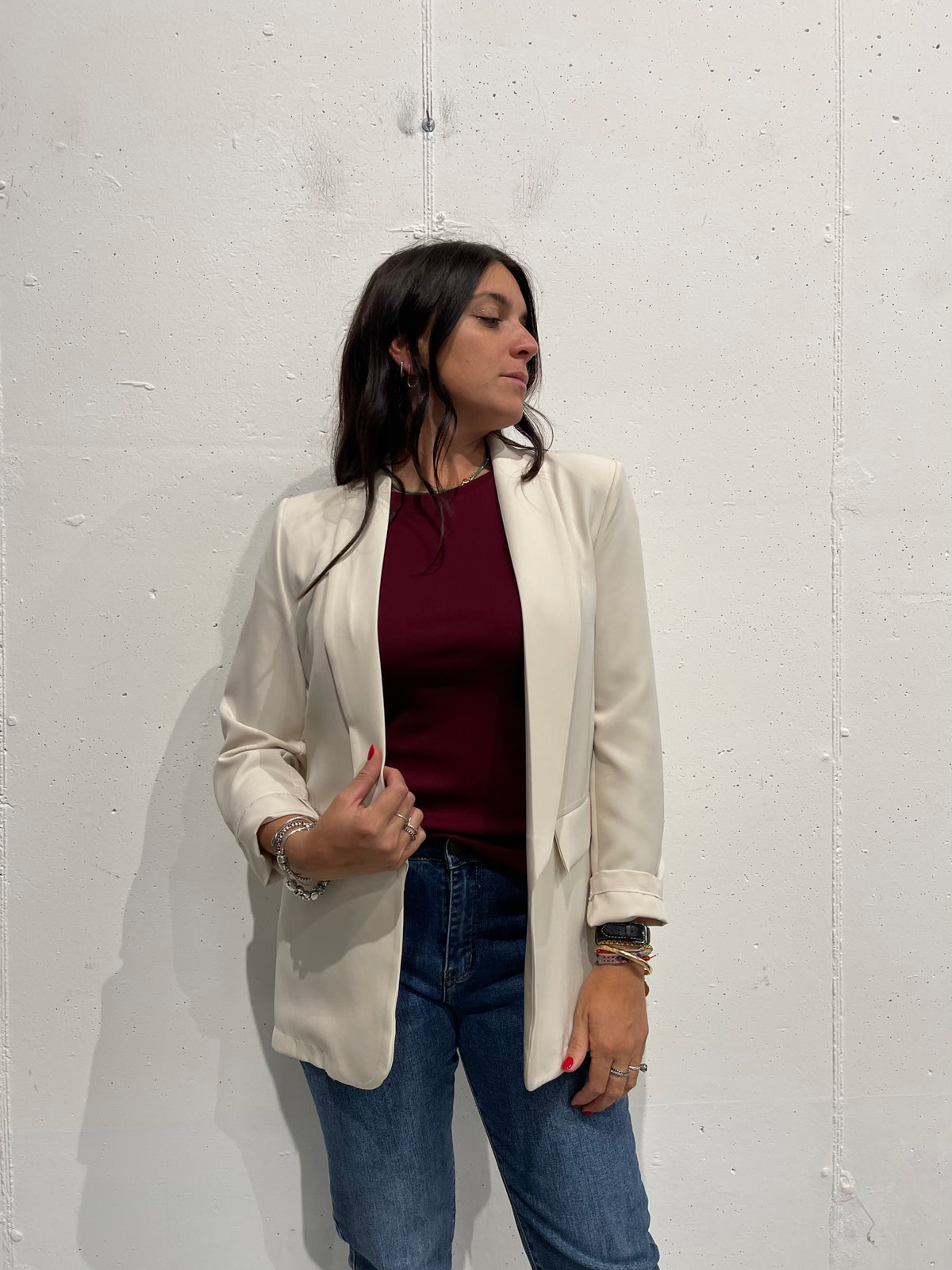 Blazer con spalline imbottite sfiancato e sfoderato