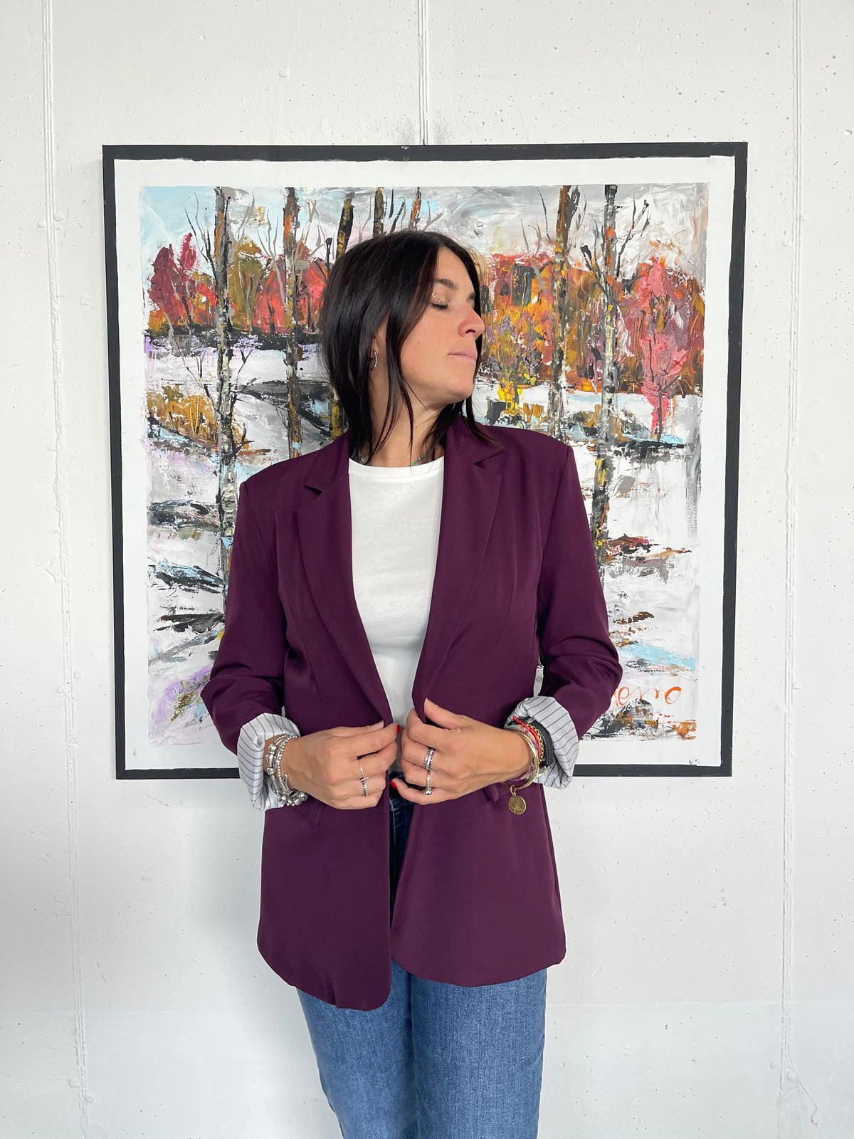 Blazer con spalline imbottite over con bottone