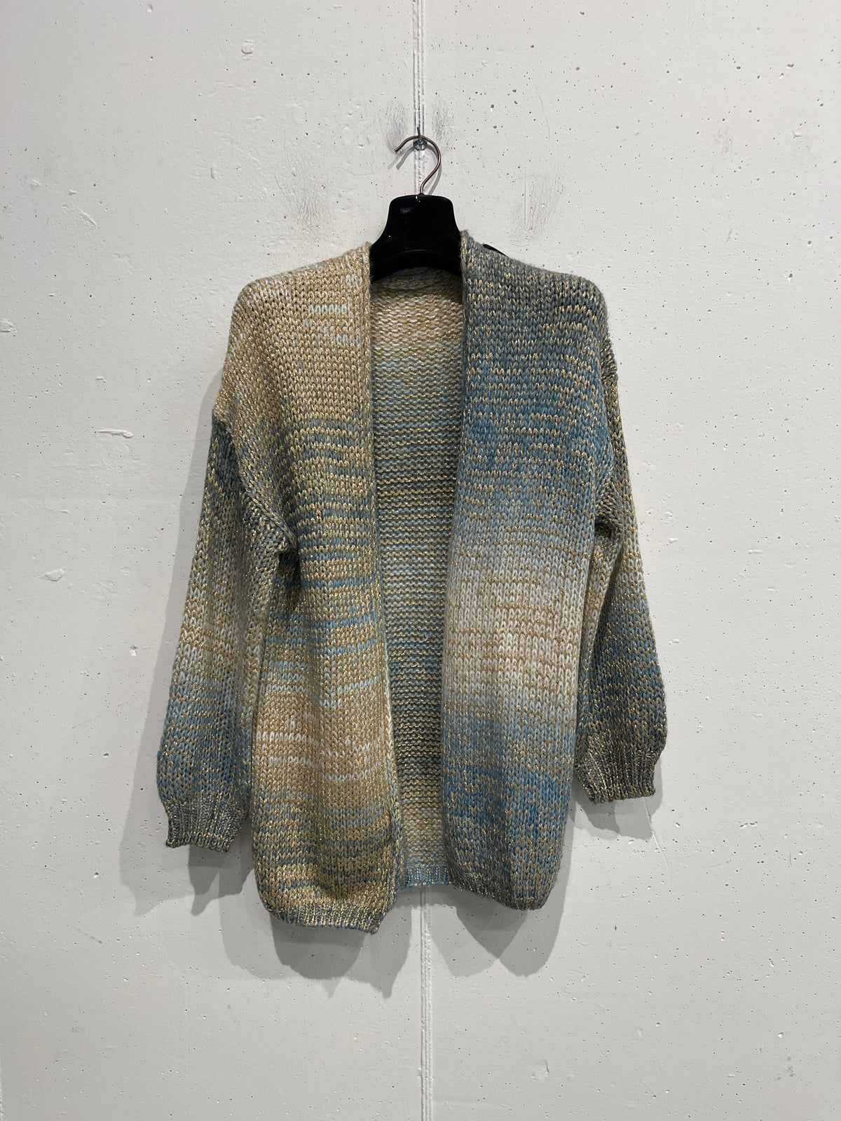 Cardigan misto lana con filo metallizzato