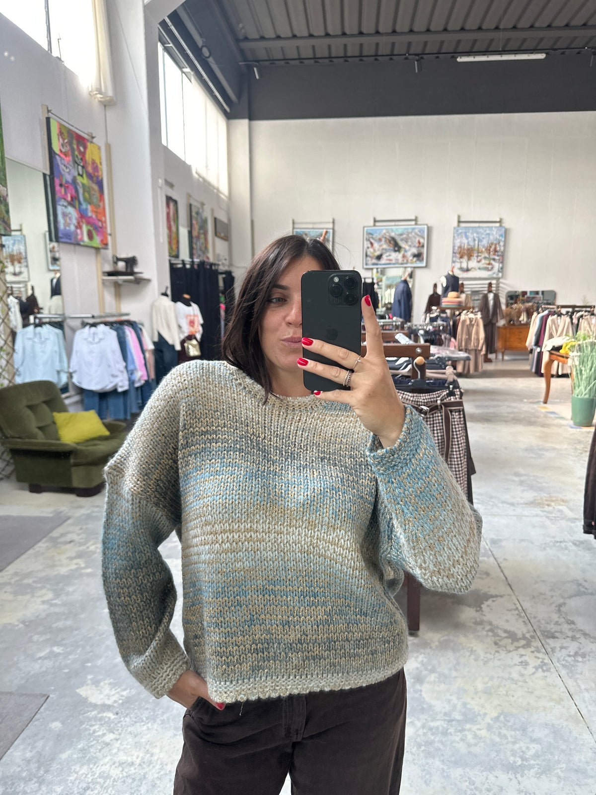 Pull misto lana con filo metallizzato