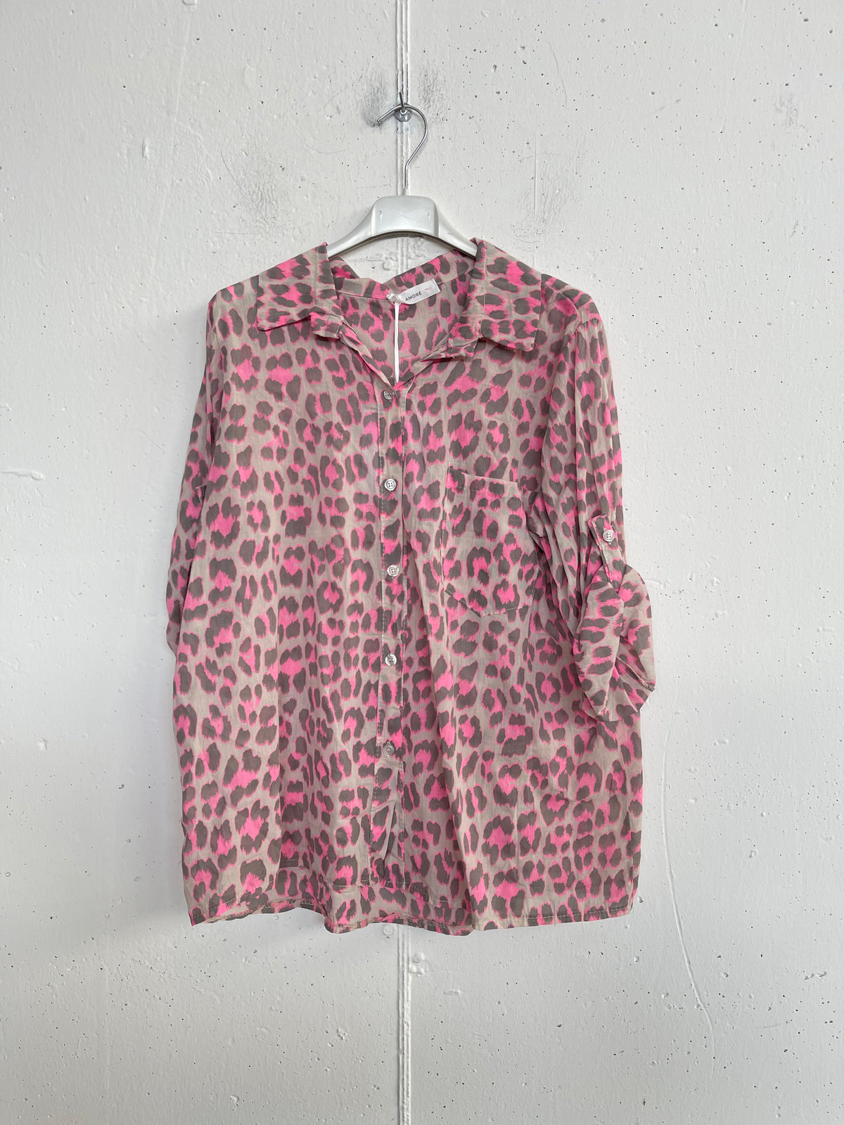 Camicia Leopard fluo con bottoncini