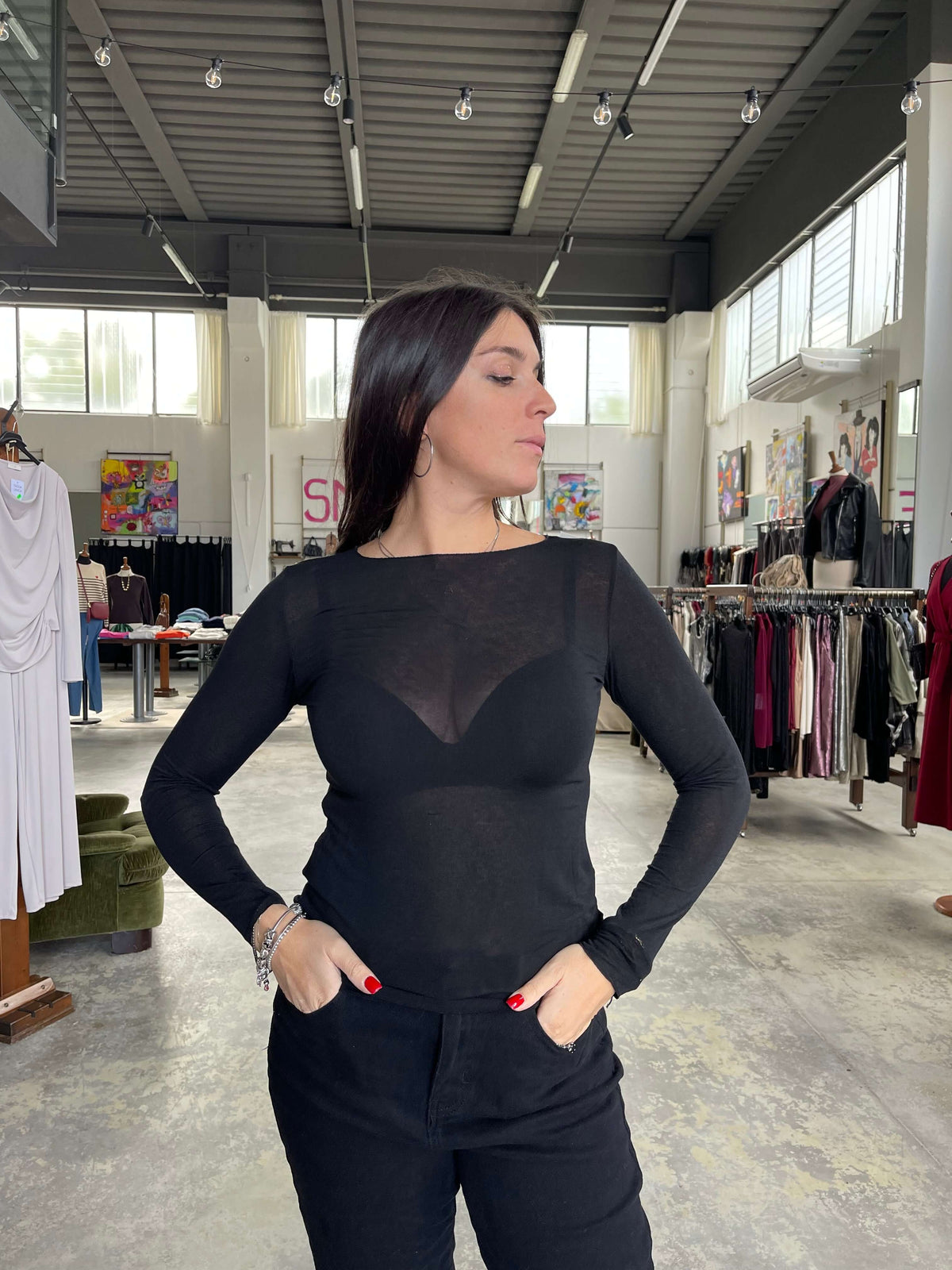 Sottogiacca misto cashmere con scollo a barchetta