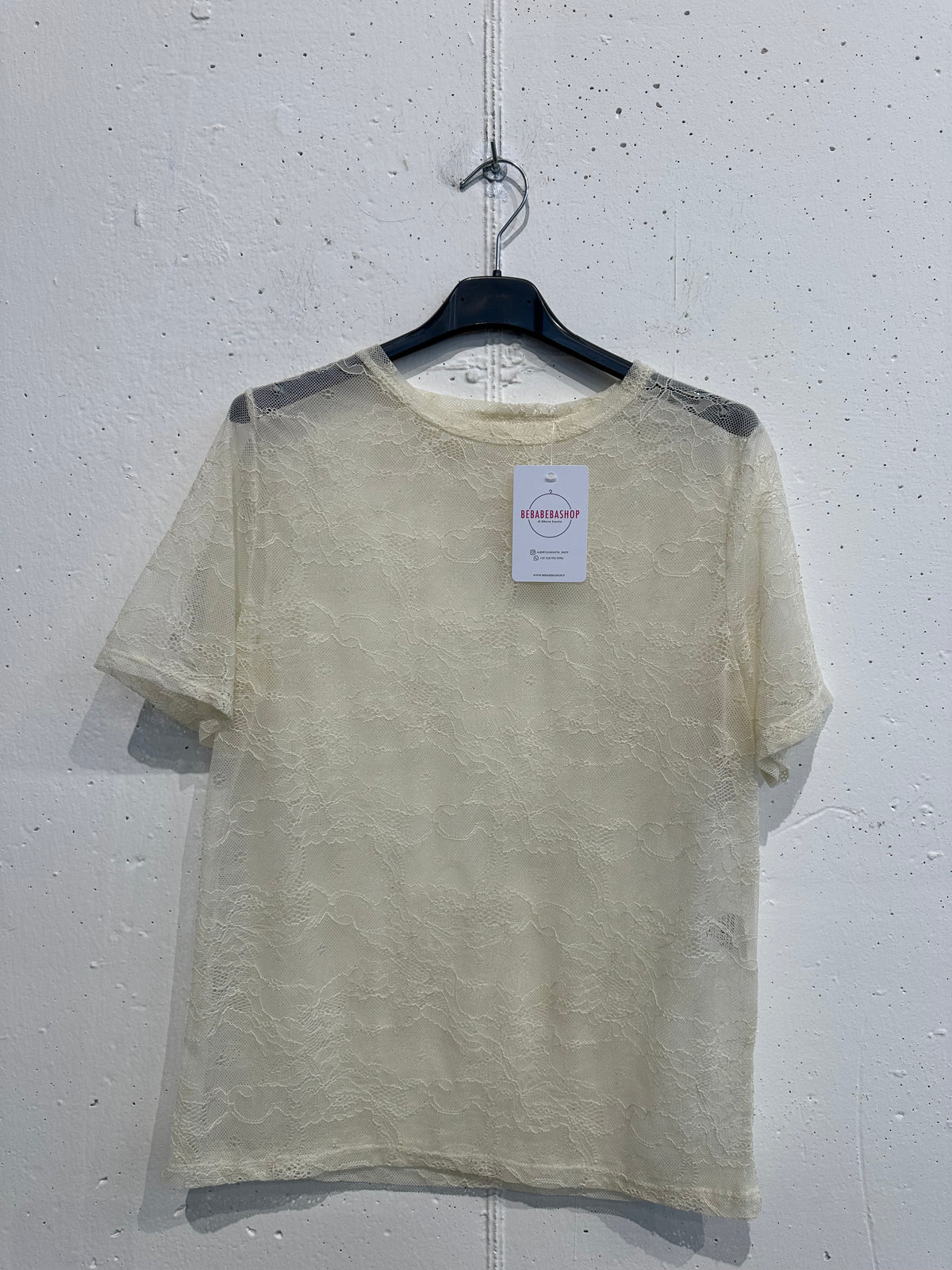 T-Shirt mezza manica in pizzo