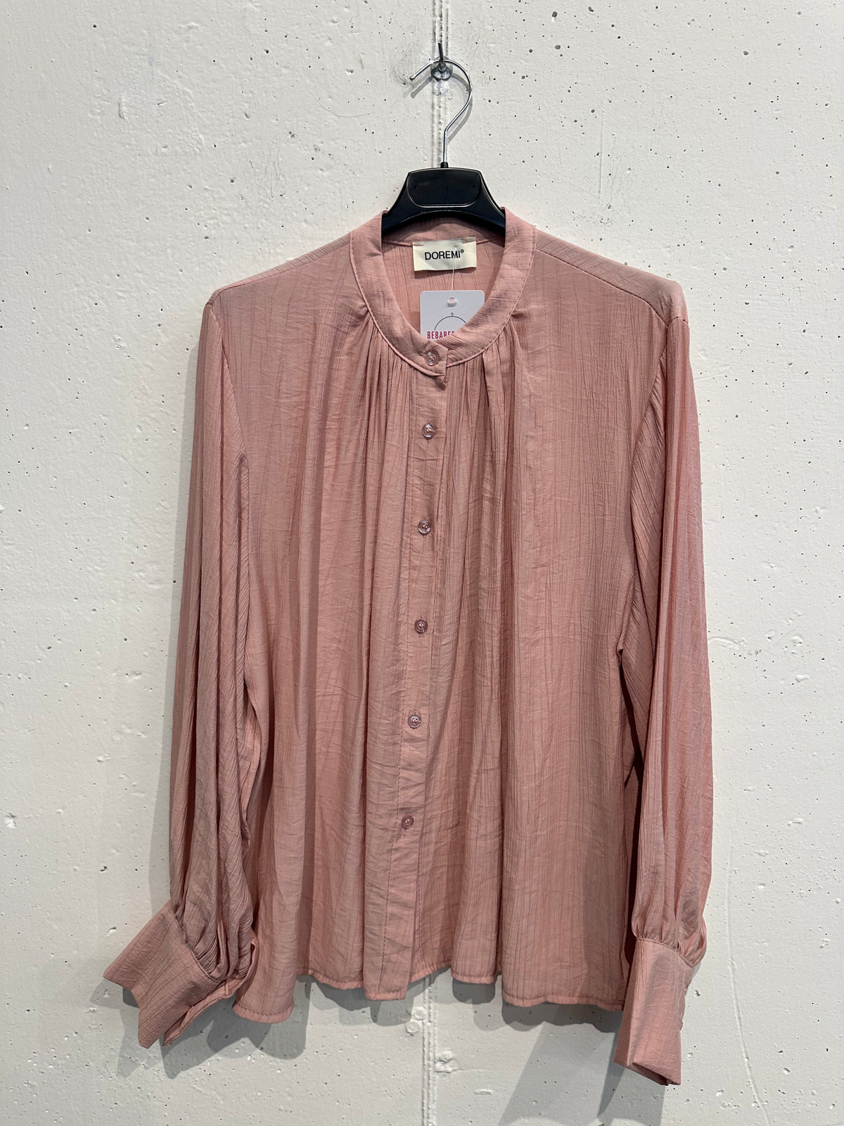 Camicia in viscosa con collo alla coreana
